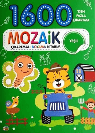 1600 Mozaik Çıkartmalı Boyama Kitabım Yeşil Kitap - 0-6 Yaş Yayınları Kitap