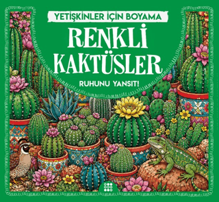 Renkli Kaktüsler & Yetişkinler için Boyama – Dokuz Yayınları kitap kapağı