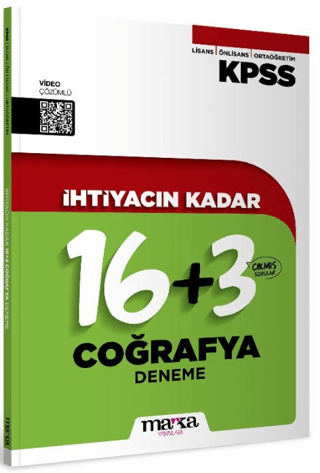 KPSS İhtiyacın Kadar Coğrafya 16+3 Deneme – Marka Yayınları kitap kapağı
