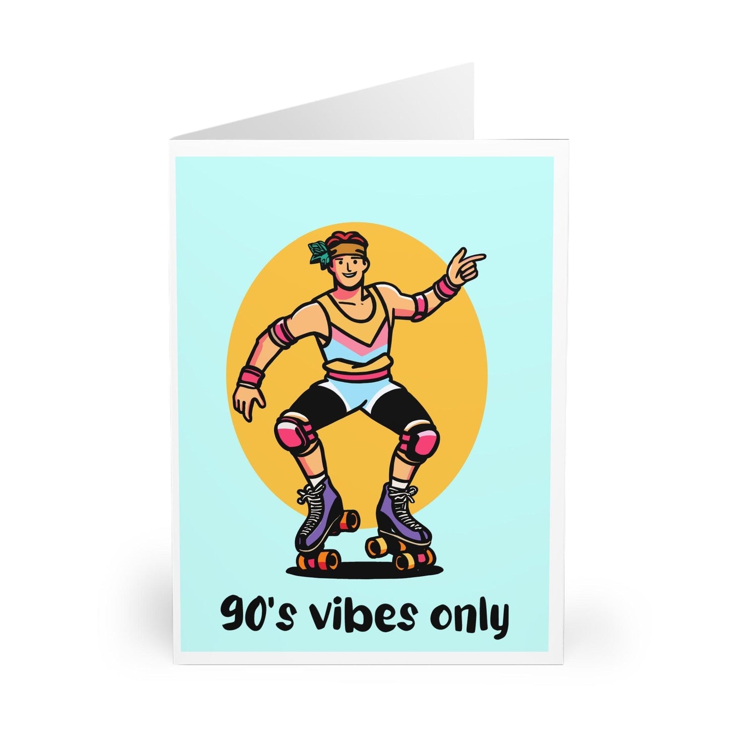 90s Vibes Only – Funny Roller Skater Greeting Card - mezetto KEOLIX KEOLIX