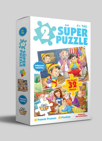 2 Süper Puzzle - Pamuk Prenses - Pinokyo 4+ Yaş - 0-6 Yaş Yayınları Kitap