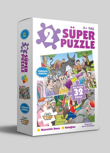 2 Süper Puzzle - Nasrettin Hoca Keloğlan +4 Yaş - 0-6 Yaş Yayınları Kitap
