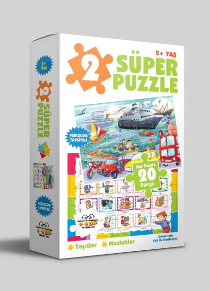 2 Süper Puzzle - Taşıtlar - Meslekler 2+ Yaş - 0-6 Yaş Yayınları Kitap