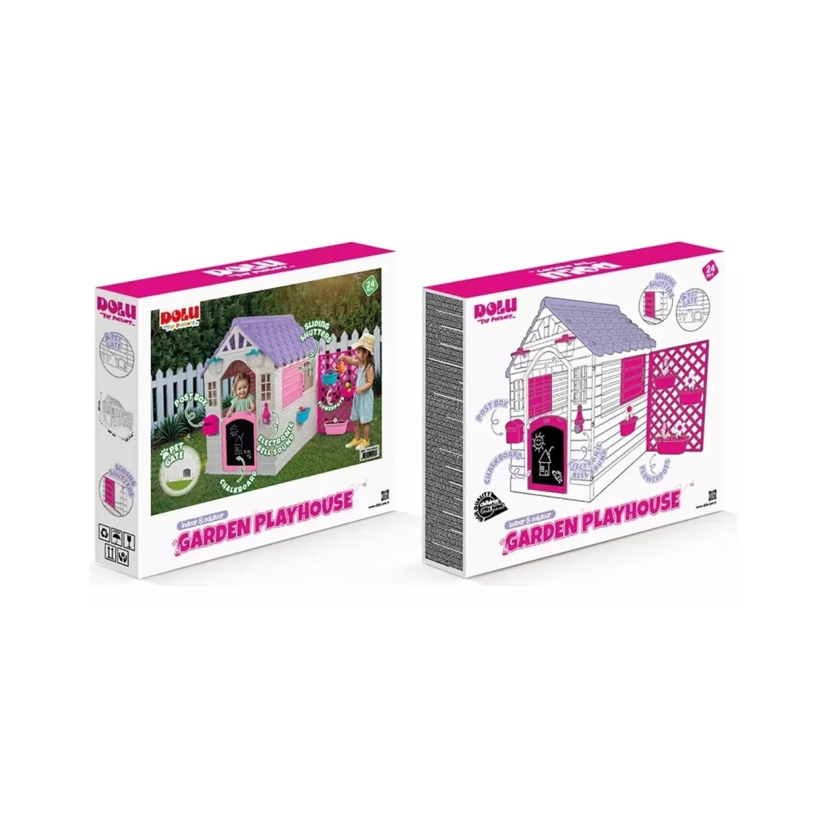 Dolu Deluxe Garden Playhouse with Fence – Pink