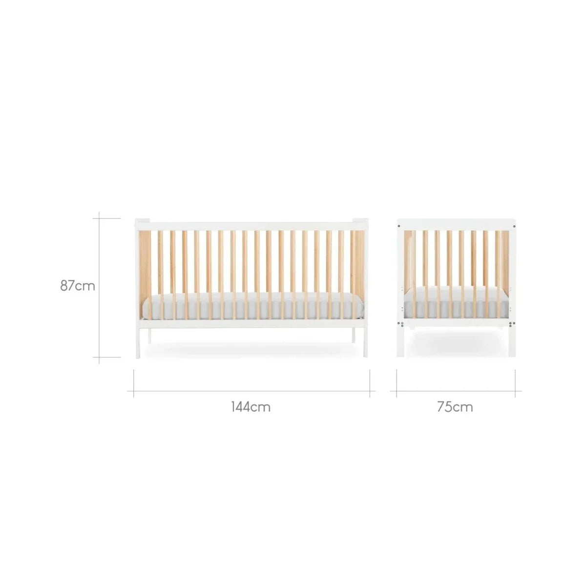CuddleCo Nola Cot Bed - White / Natural