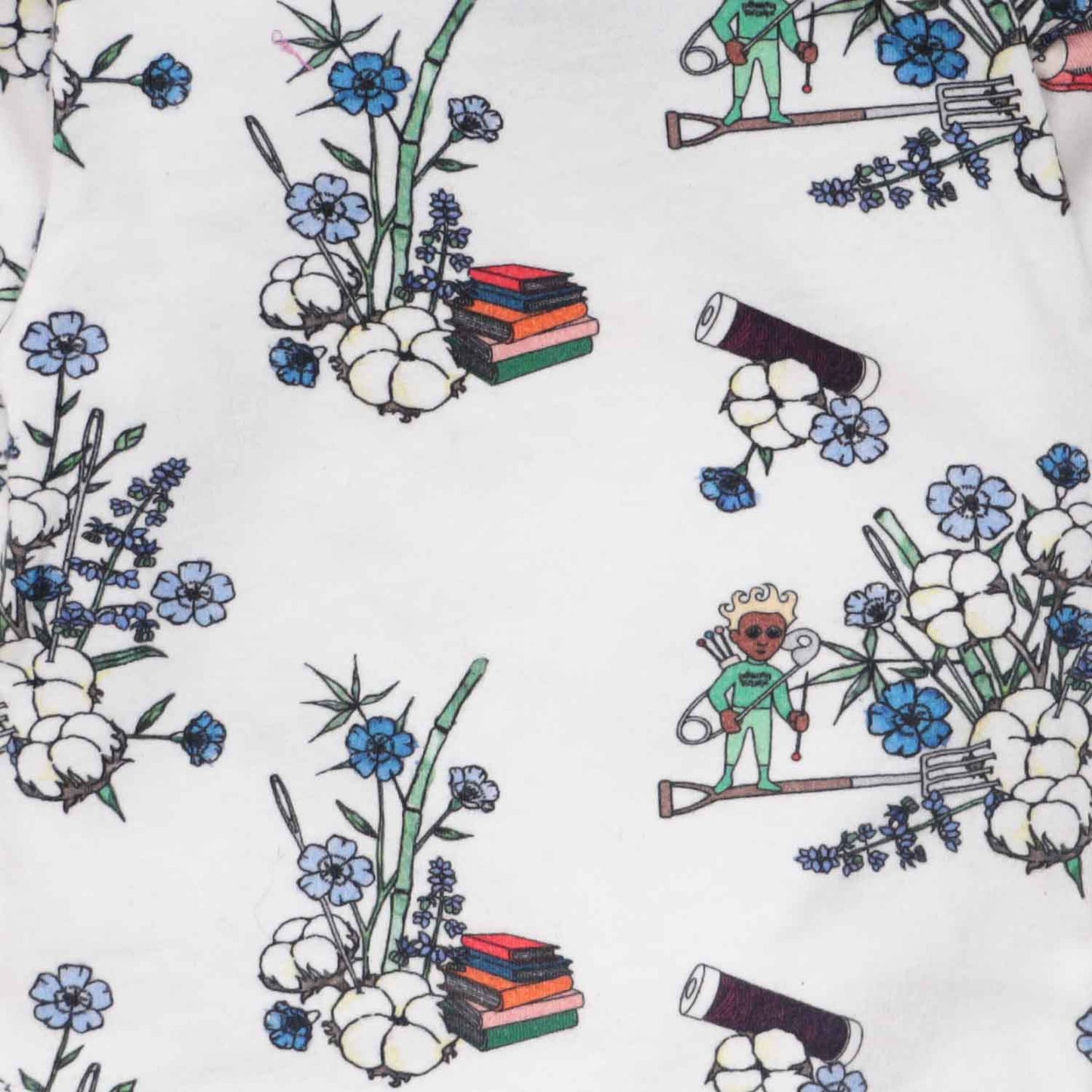 Girl and Boy Shorts in White Print-2