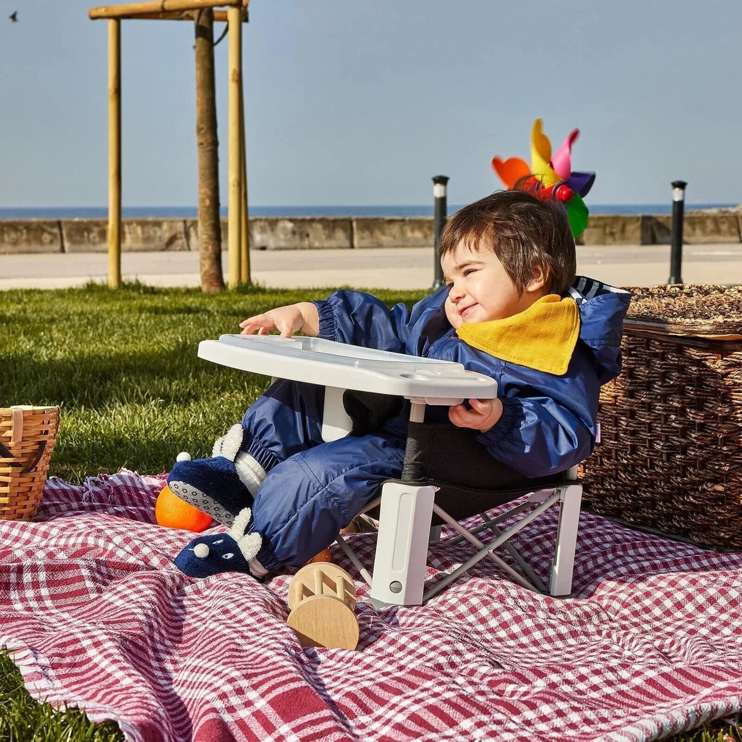 baby plus Picnic Booster Highchair - Dark Grey - mezetto ebebek ebebek