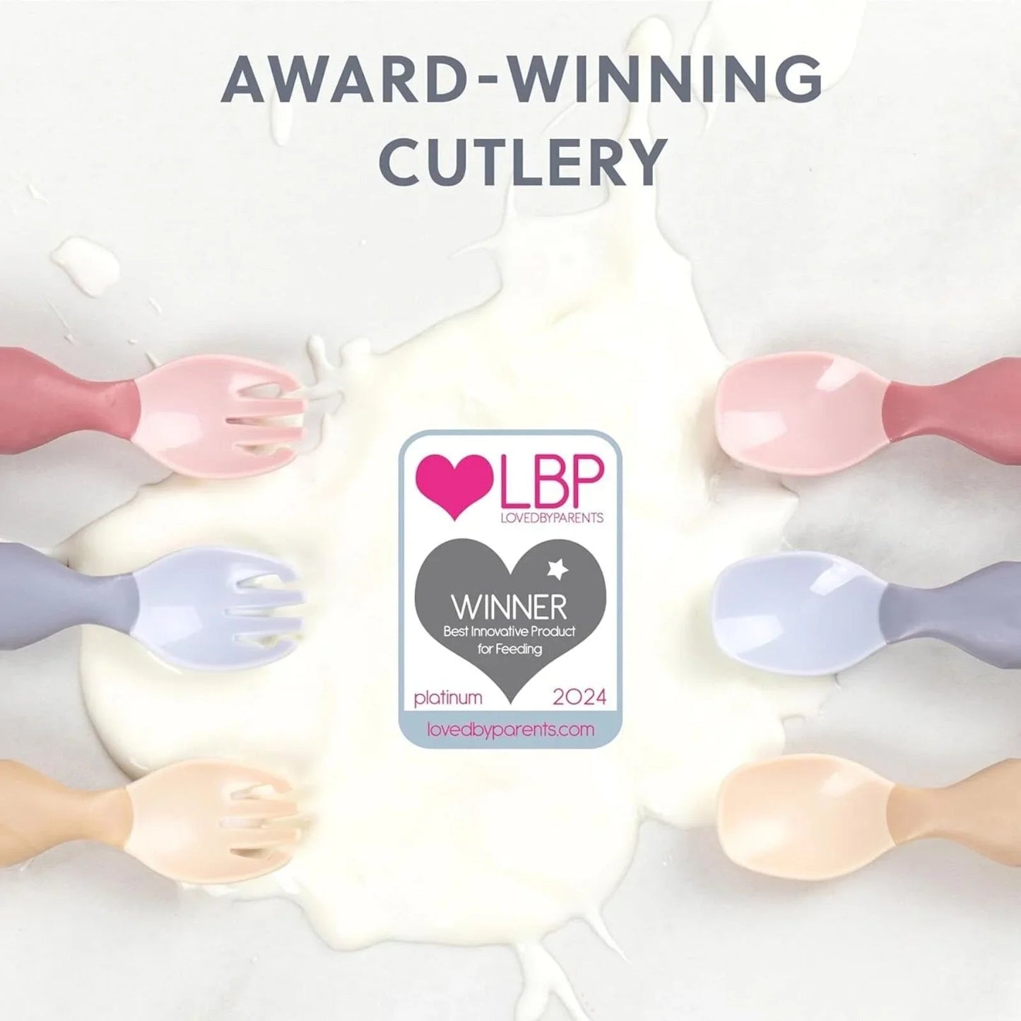 Bibado Handi Cutlery Attachable Weaning Cutlery Set 6+ months Pack of 2 - Fawn - mezetto ebebek ebebek
