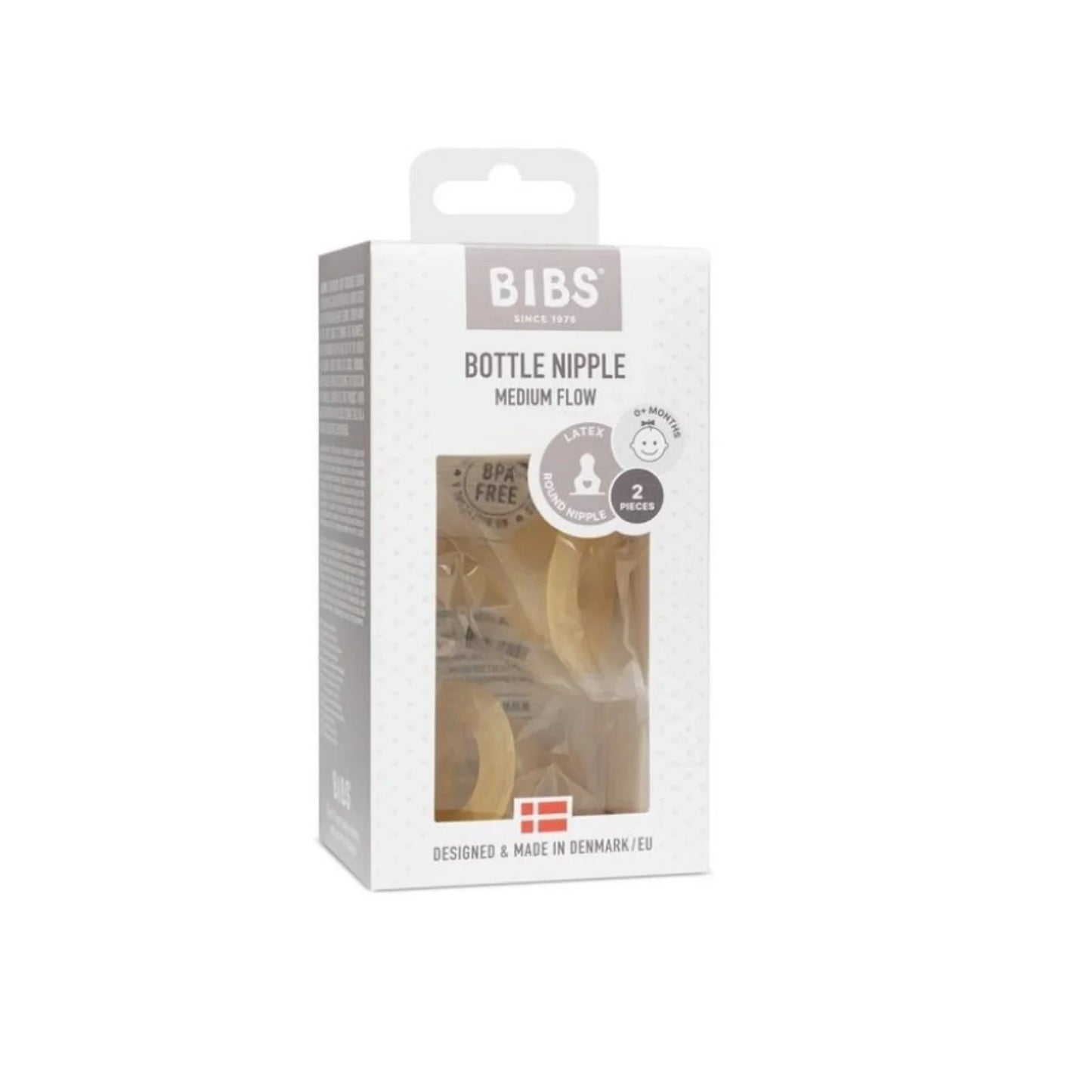 BIBS Latex Medium Flow Bottle Teats 0+ months Pack of 2 - mezetto ebebek ebebek