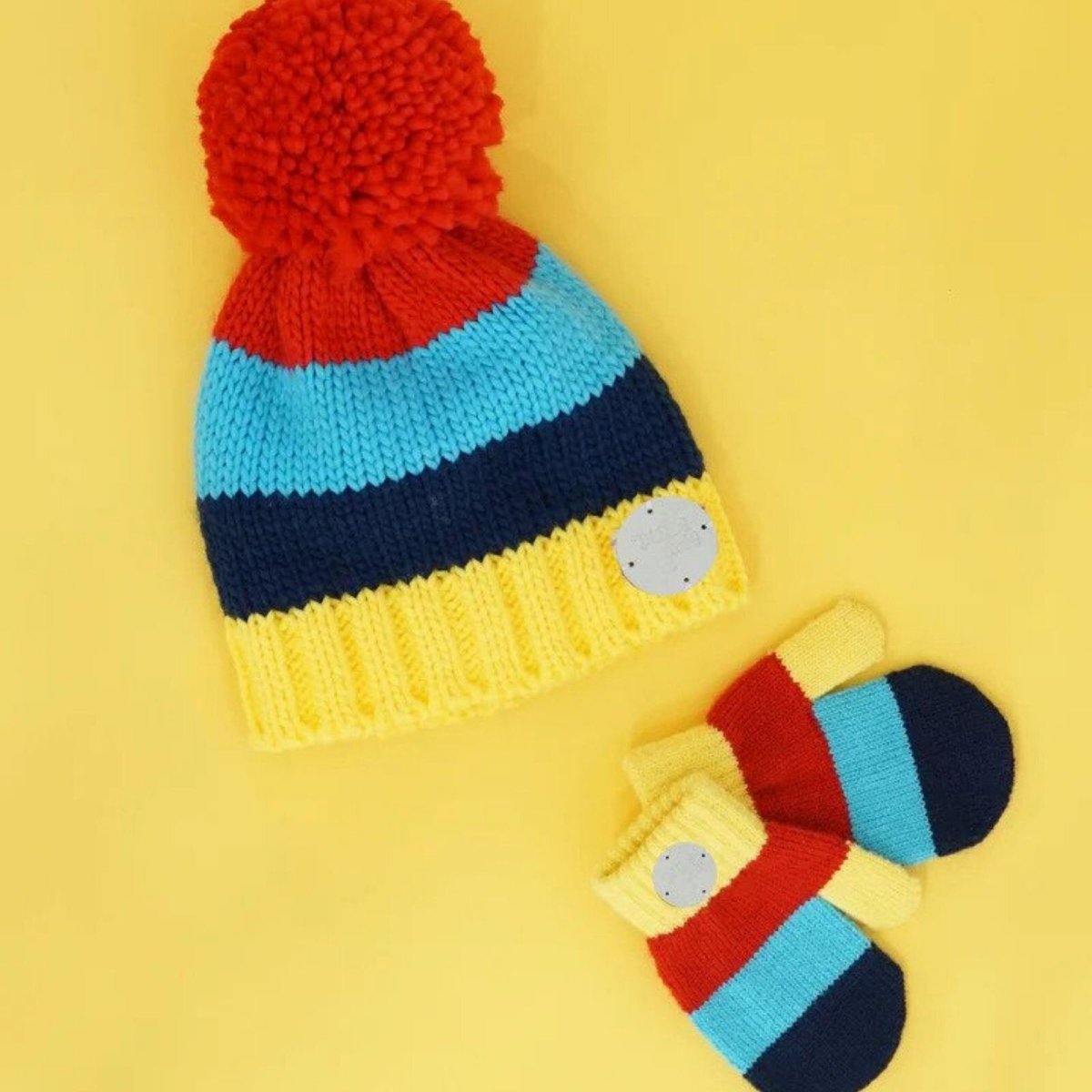 Blade & Rose Bright Striped Mittens 2 - 6 Years Blue/Red/Yellow - mezetto ebebek ebebek