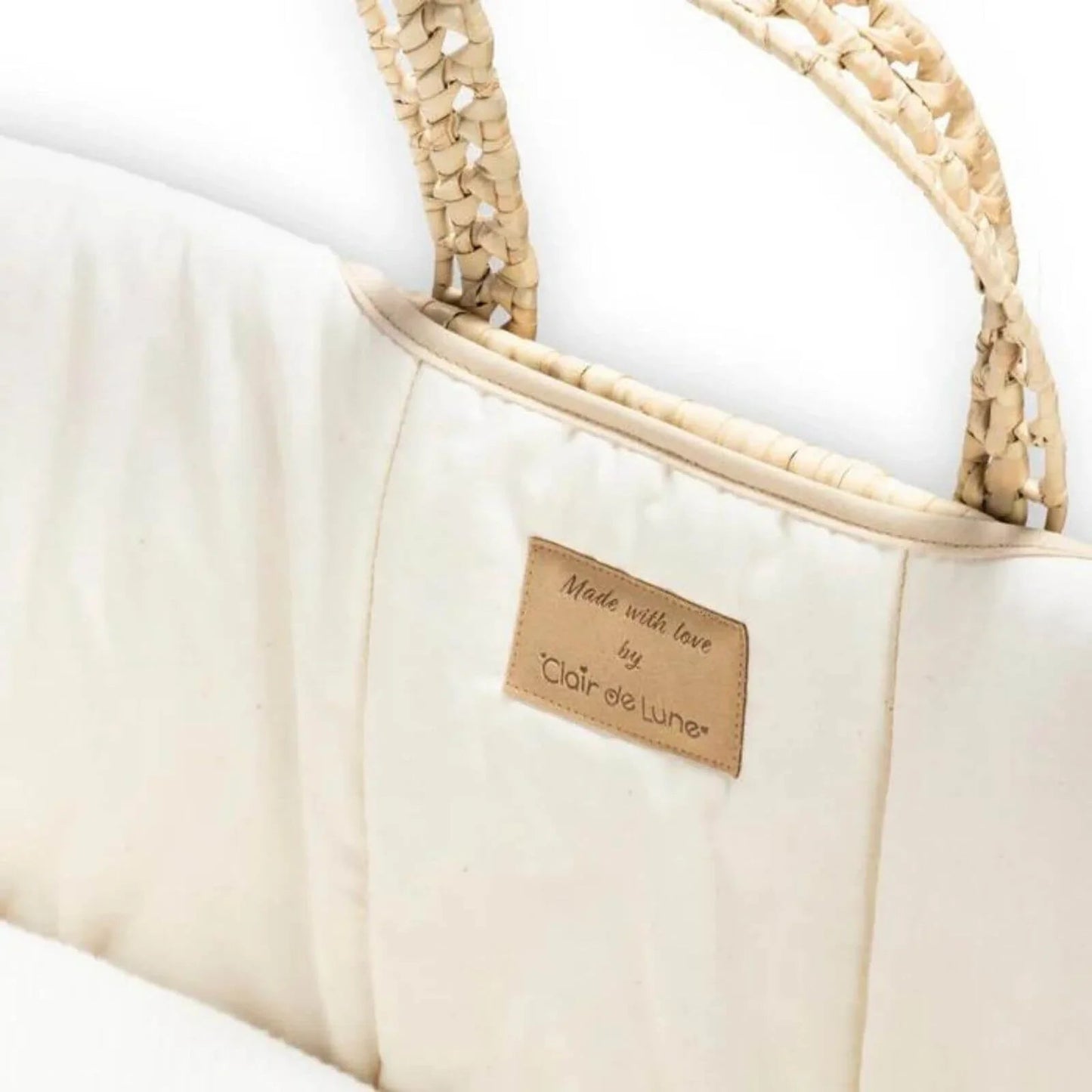 Clair de Lune Cream Organic Palm Moses Basket - Cream - mezetto ebebek ebebek