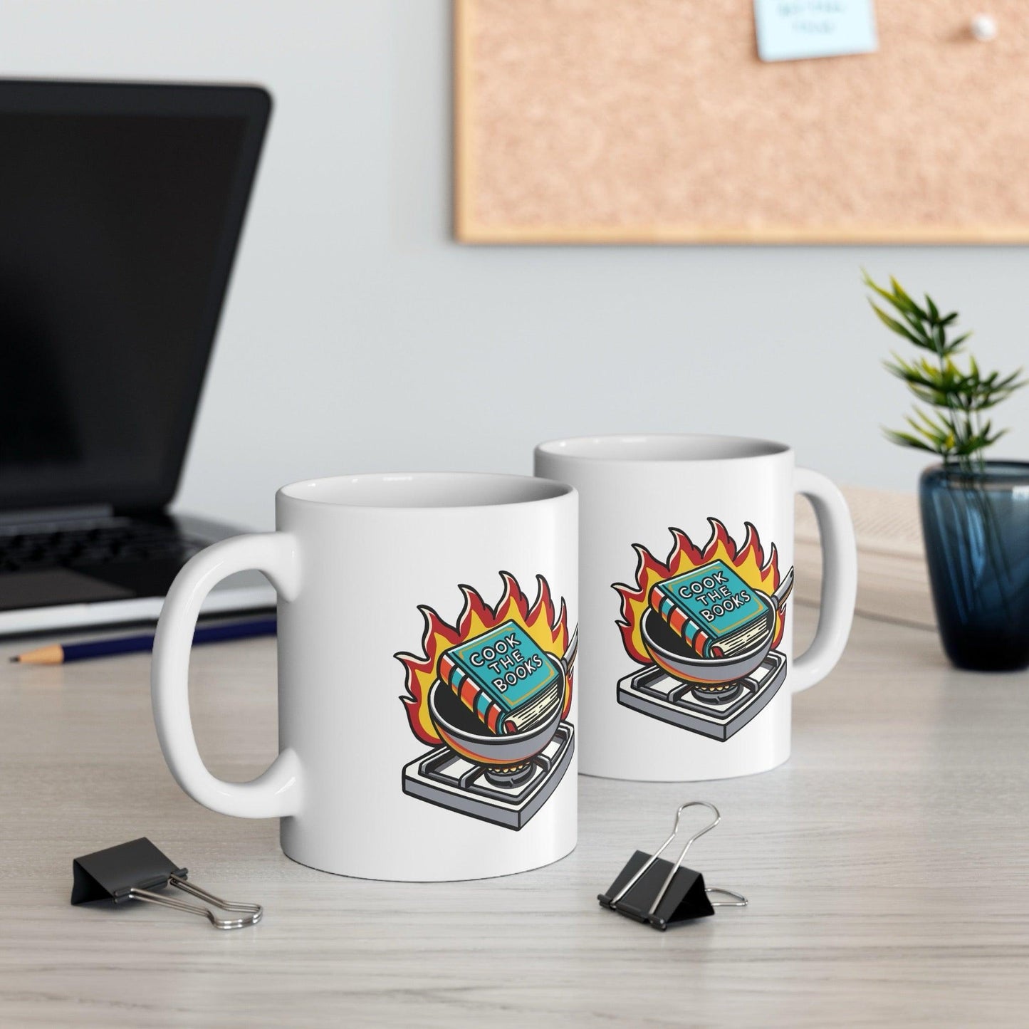 Cook the Books Mug | Punny 11 oz Cartoon Gift - mezetto KEOLIX KEOLIX