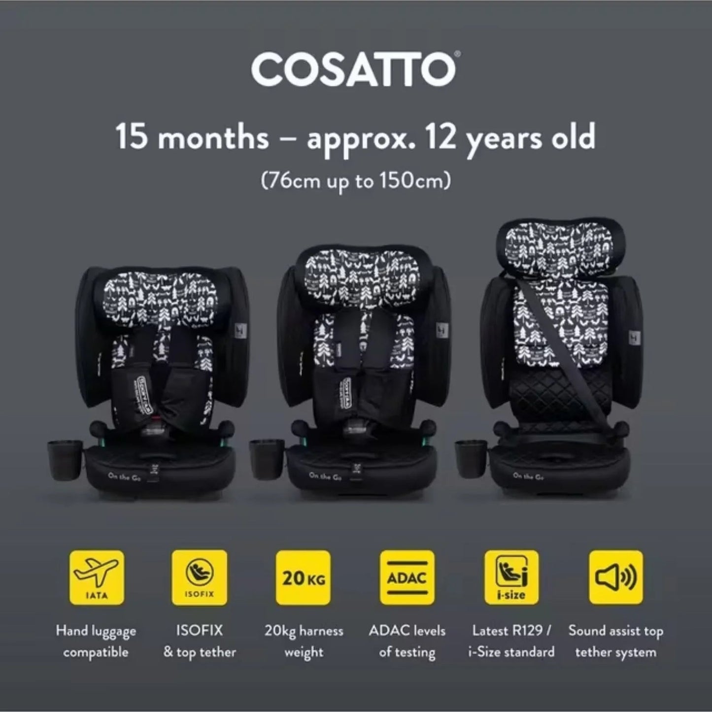 Cosatto On The Go i - Size Travel Car Seat - Silhouette - mezetto ebebek ebebek