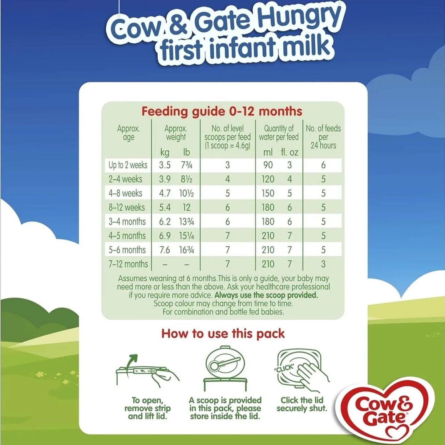 Cow and Gate 1 Hungry Baby Milk Formula 0 - 6 months 800g - mezetto ebebek ebebek