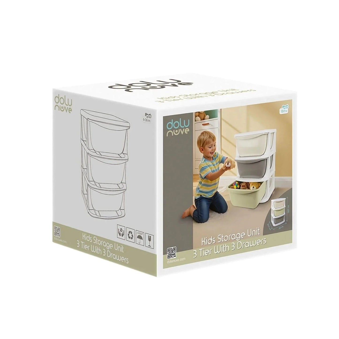 Dolu Nuve Multi - Purporse Organiser with 3 Drawers - mezetto ebebek ebebek