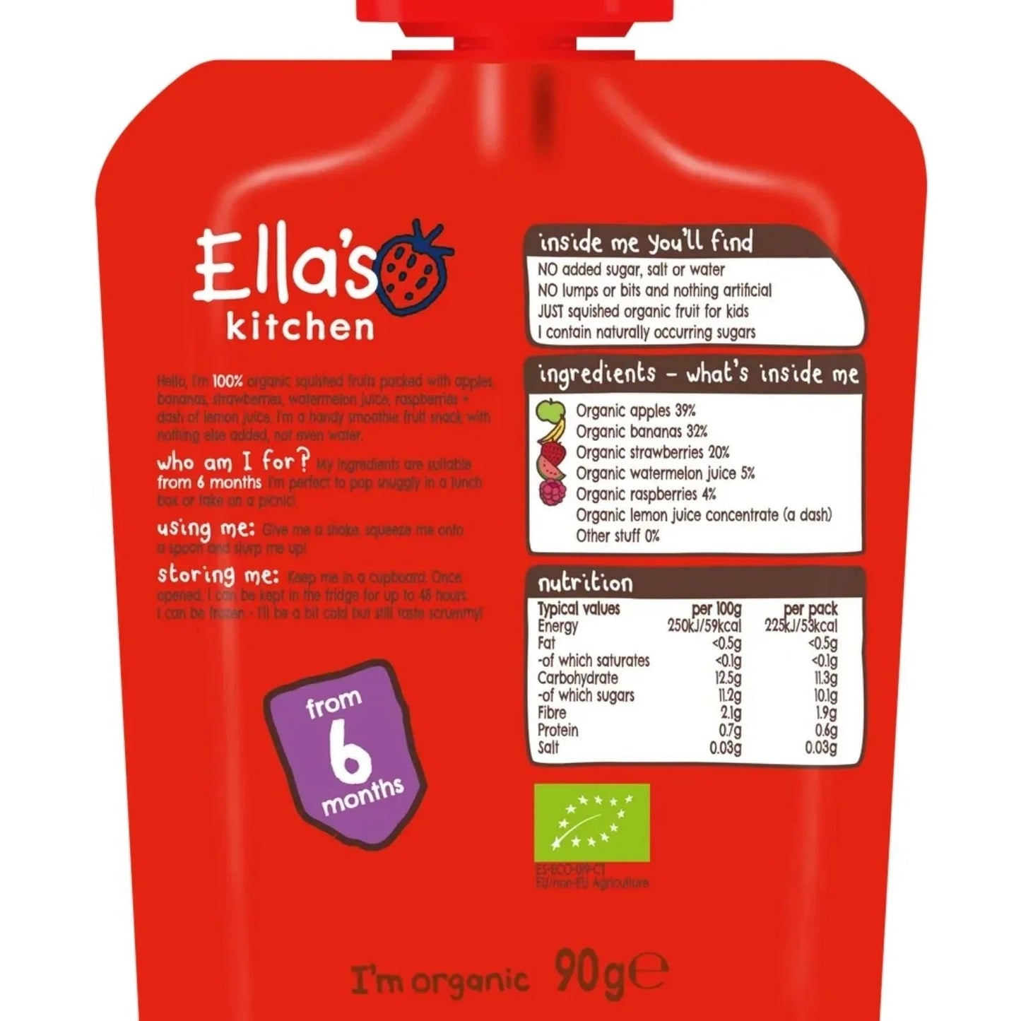 Ella's Kitchen Smoothie The Red One 6+ months 90g - mezetto ebebek ebebek