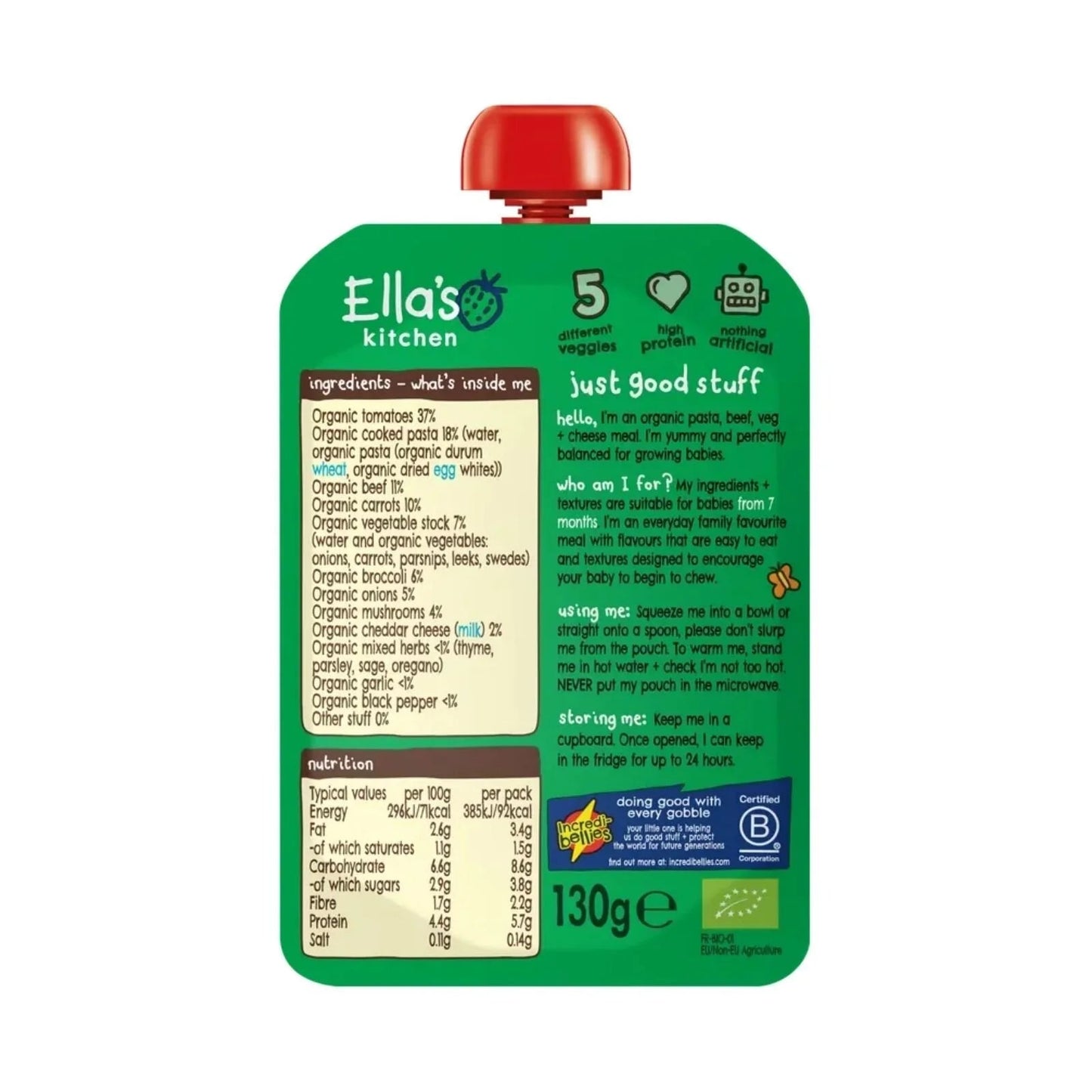 Ella's Kitchen Spaghetti Bolognese with Cheese 7+ months 130g - mezetto ebebek ebebek