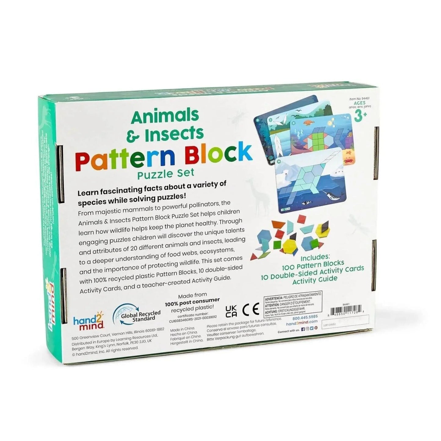 hand2mind Animals & Insects Pattern Block Puzzle Set - mezetto ebebek ebebek