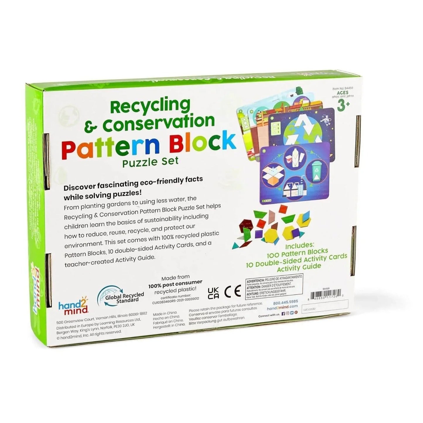 hand2Mind Recycling & Conservation Pattern Block Puzzle Set - mezetto ebebek ebebek
