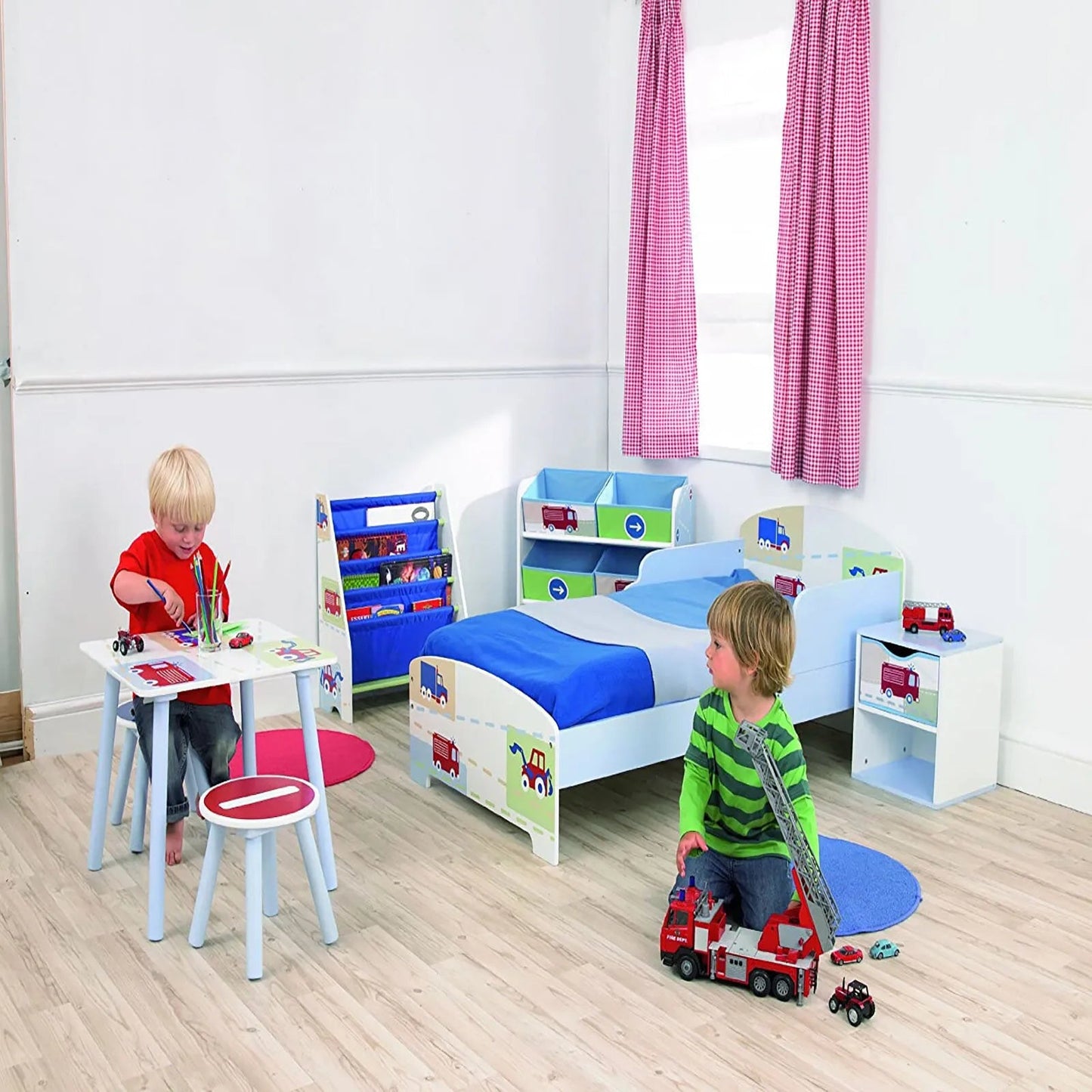Hello Home Kids Bedroom Toy Storage Unit with 6 Fabric Storage Boxes - Vehicles - mezetto ebebek ebebek