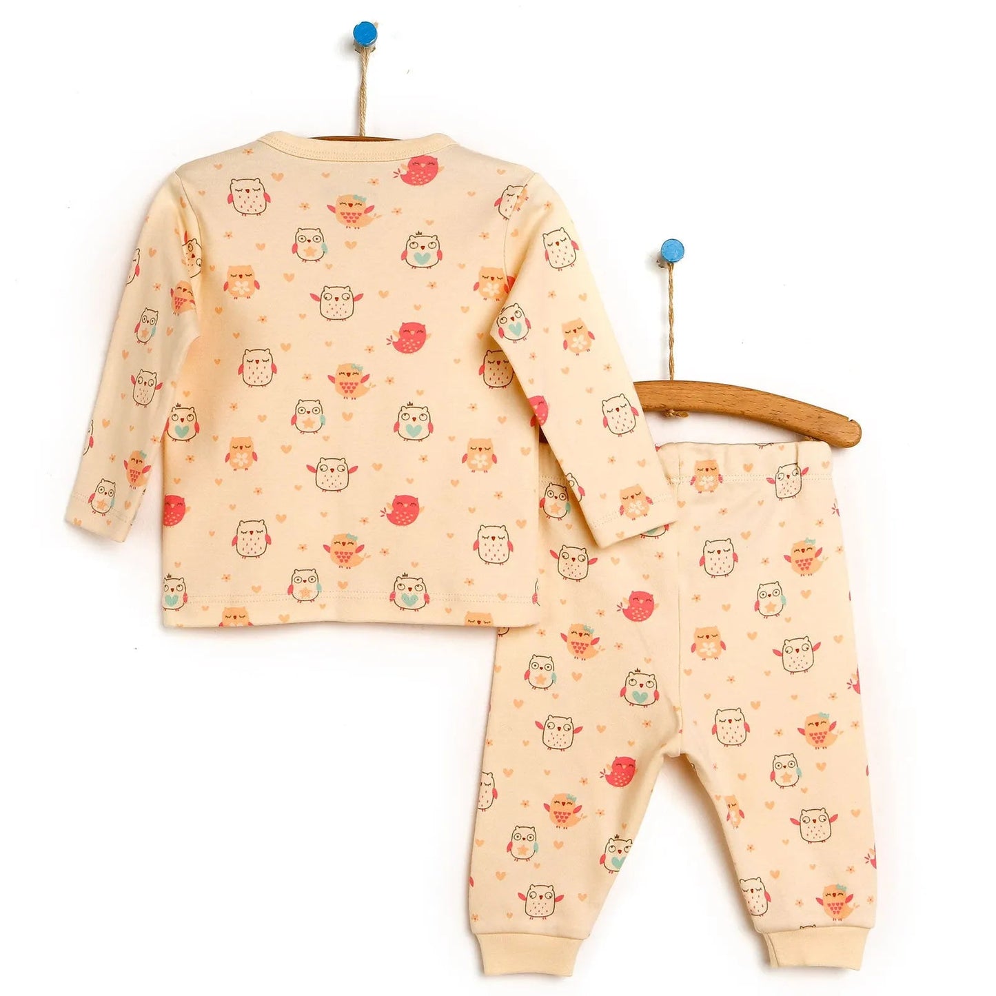HelloBaby Basic Baby Girl Pyjamas Set - Ecru - mezetto ebebek ebebek