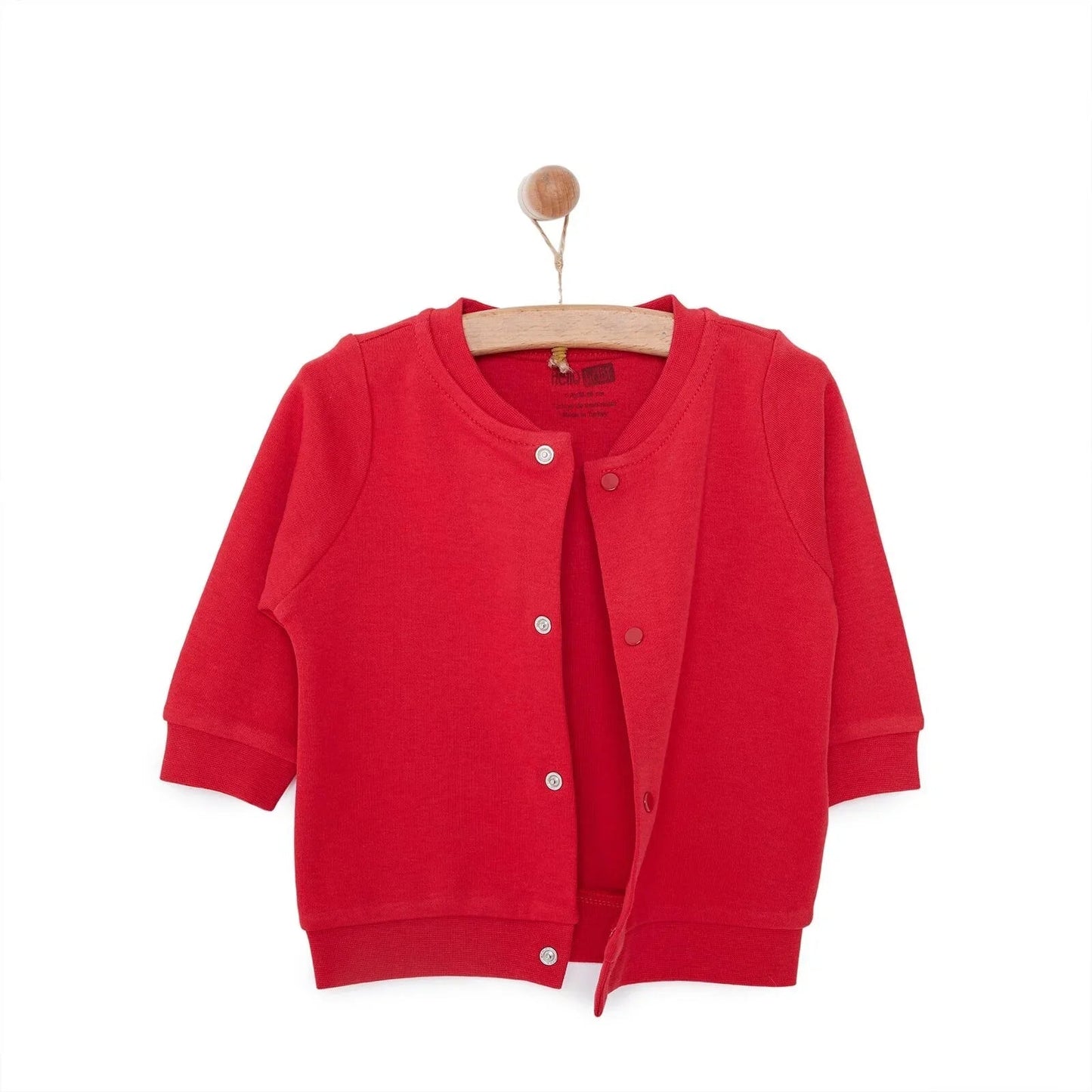 HelloBaby Basic Rib Cardigan - Red - mezetto ebebek ebebek