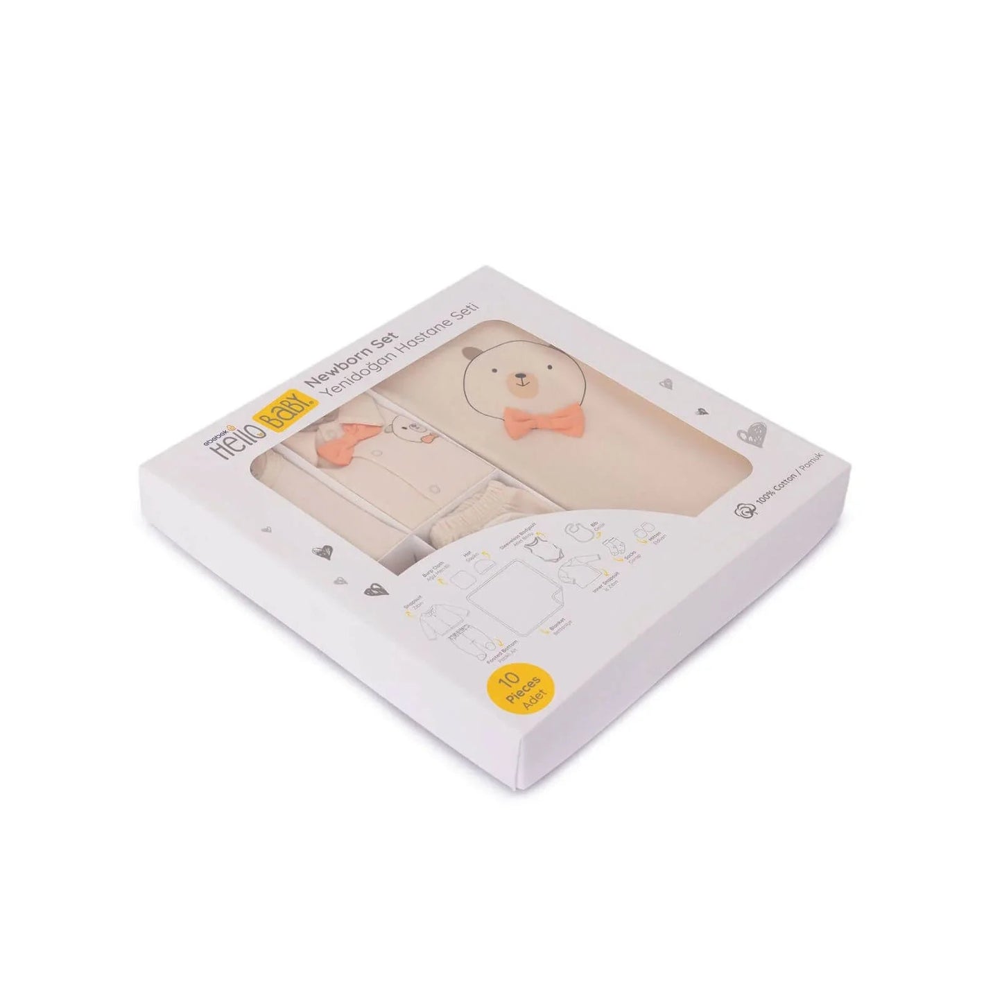 HelloBaby Boy Newborn Set 10 pcs - Ecru - mezetto ebebek ebebek