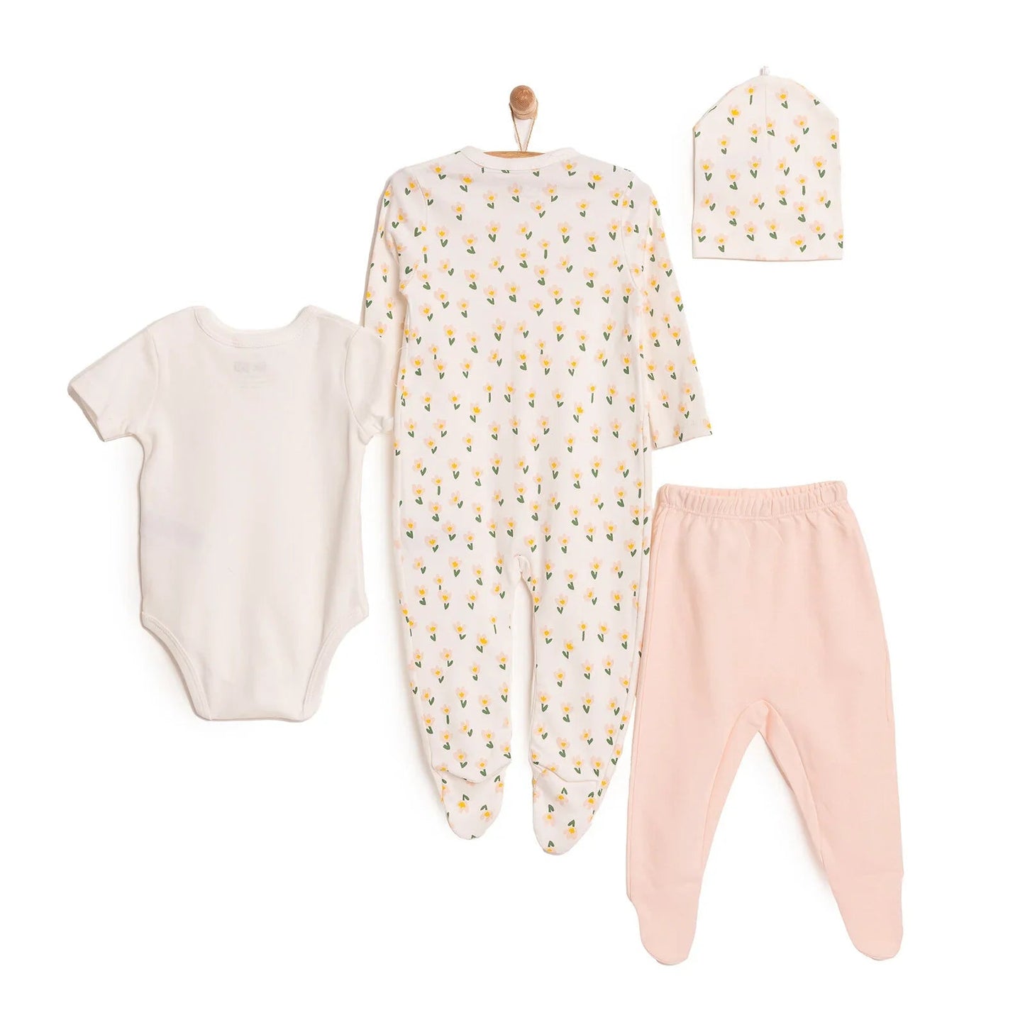 HelloBaby Newborn 4 Pcs Hospital Pack - Salmon - mezetto ebebek ebebek