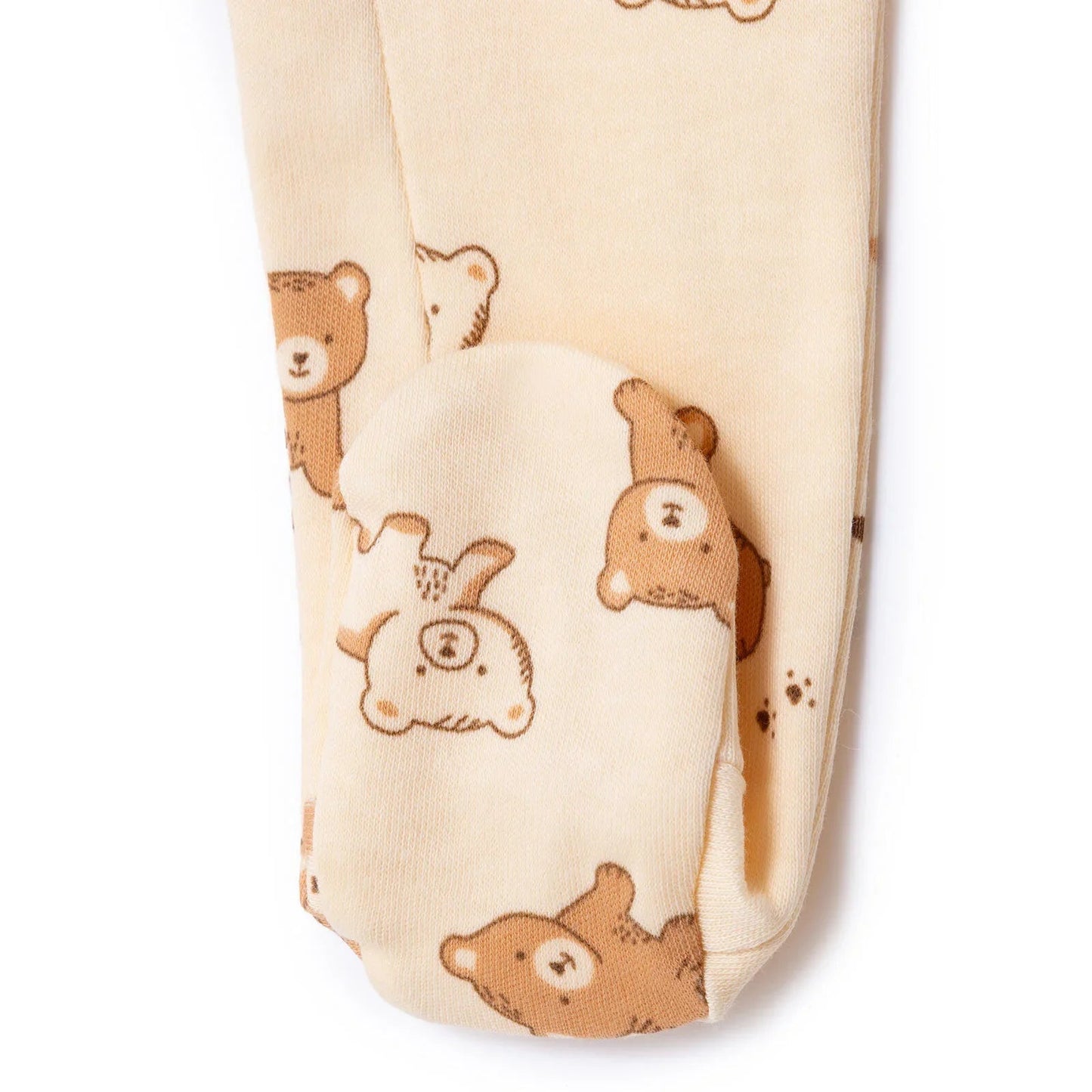 HelloBaby Newborn Footed Jumpsuit - Beige Printed - mezetto ebebek ebebek