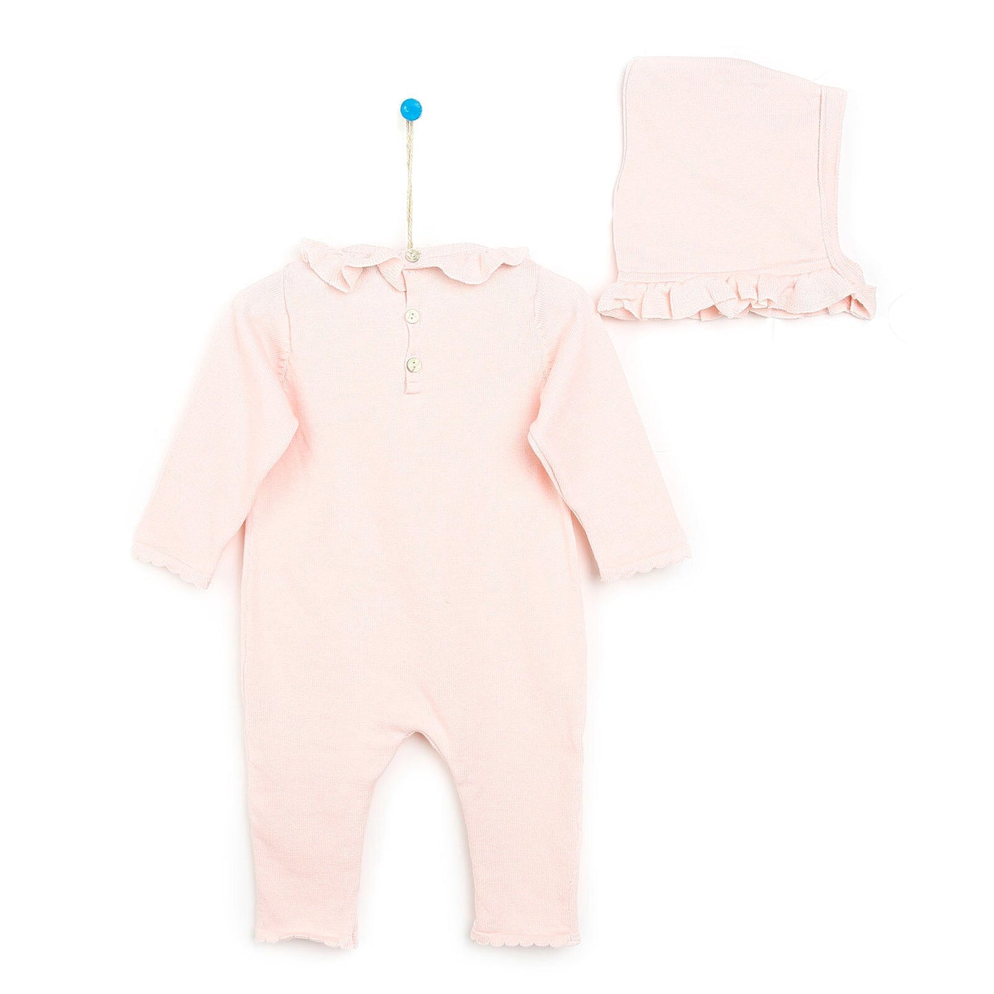 HelloBaby Newborn Knit Ruffled Jumpsuit - Salmon - mezetto ebebek ebebek