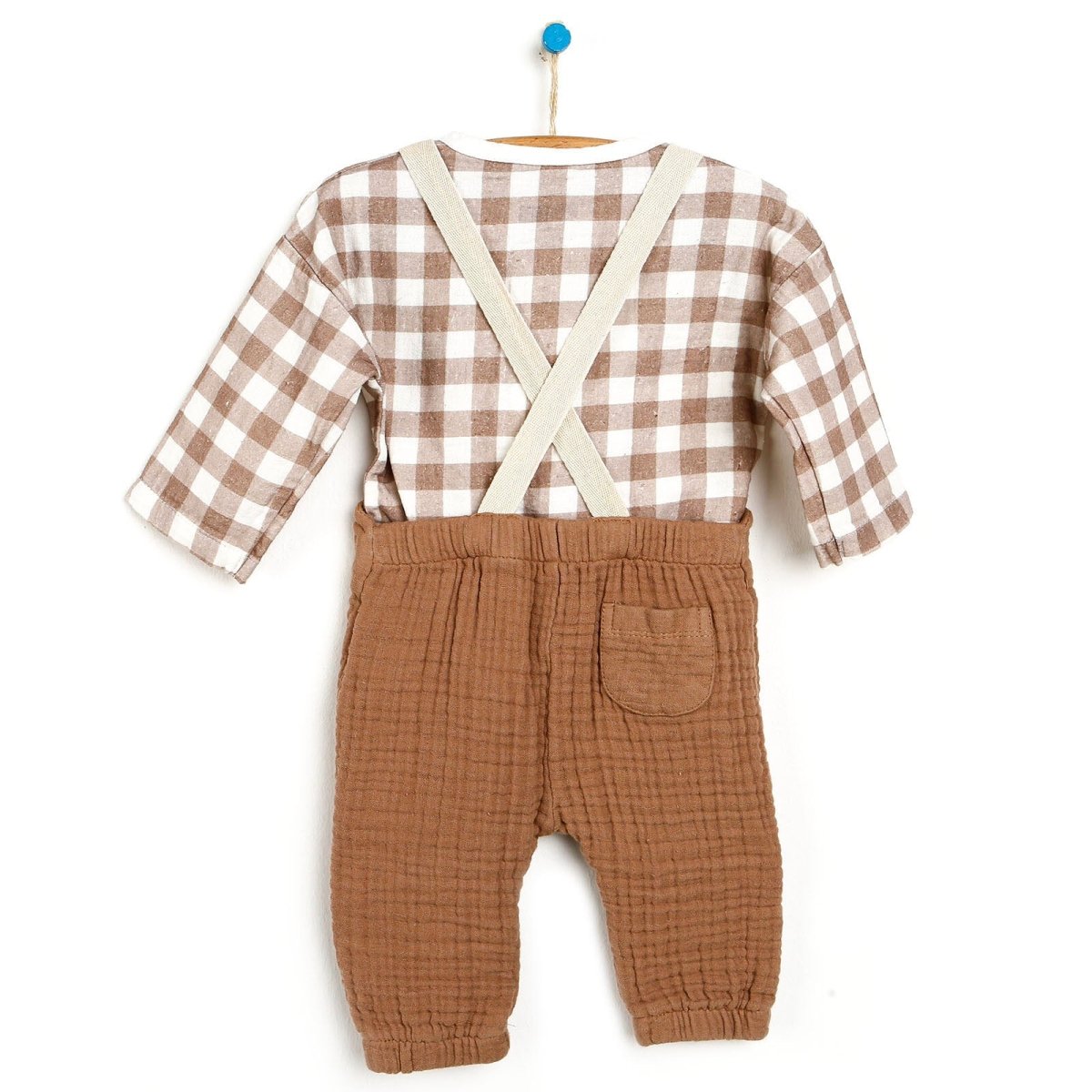 HelloBaby Newborn Muslin Overalls - Sweatshirt - Brown - mezetto ebebek ebebek