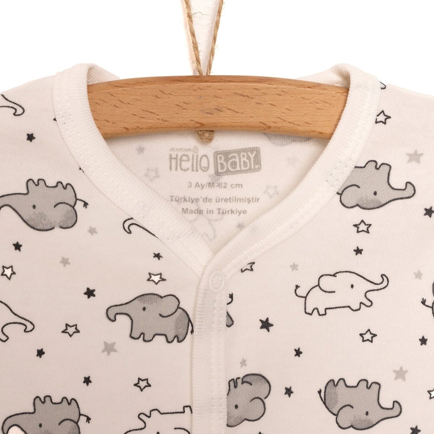 HelloBaby Newborn Unisex Baby Footed Jumpsuit - Body - Hat - Ecru - mezetto ebebek ebebek