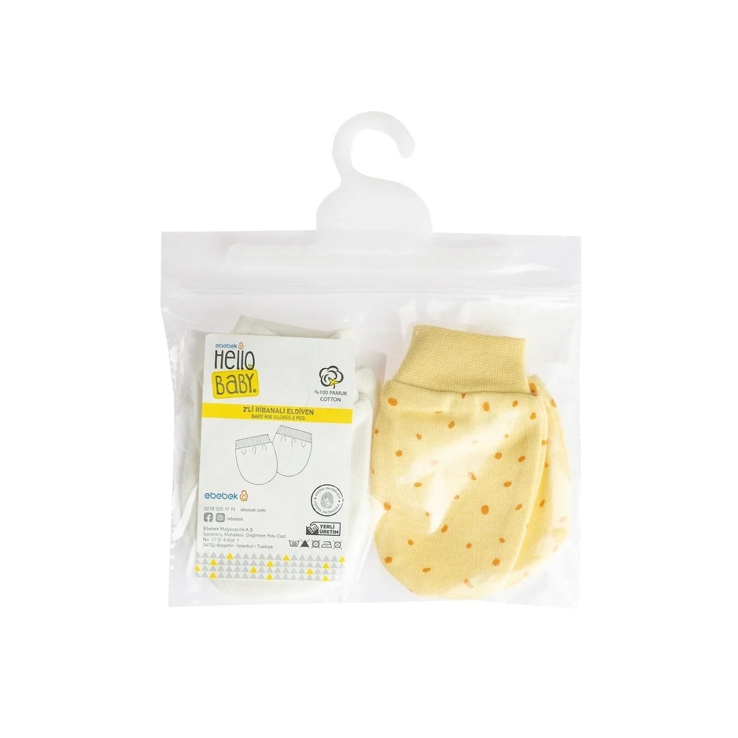 HelloBaby Yenidoğan Eldiven - Yellow - mezetto ebebek ebebek