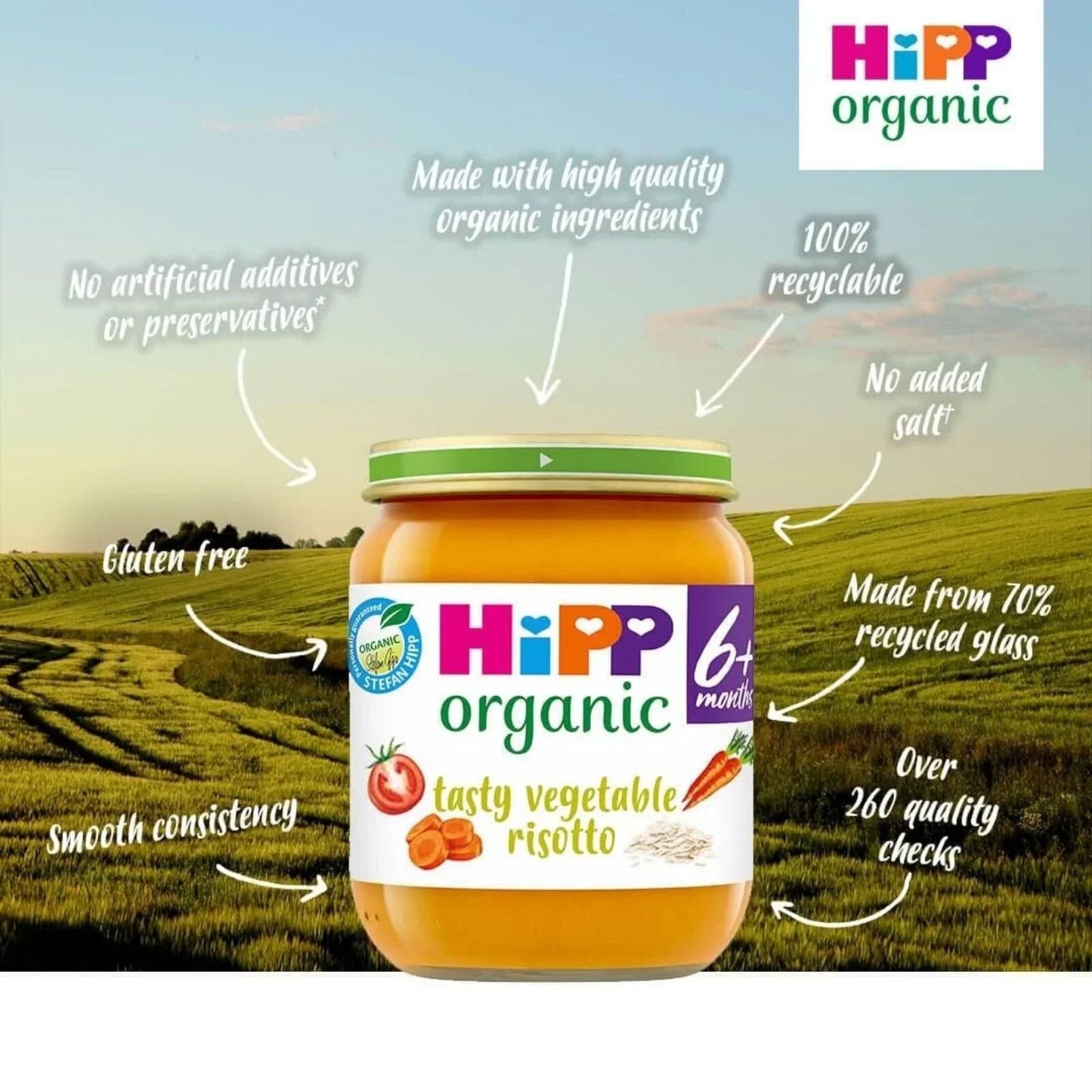 HiPP Organic Tasty Vegetable Risotto Baby Food Jar 6+ months 125g - mezetto ebebek ebebek
