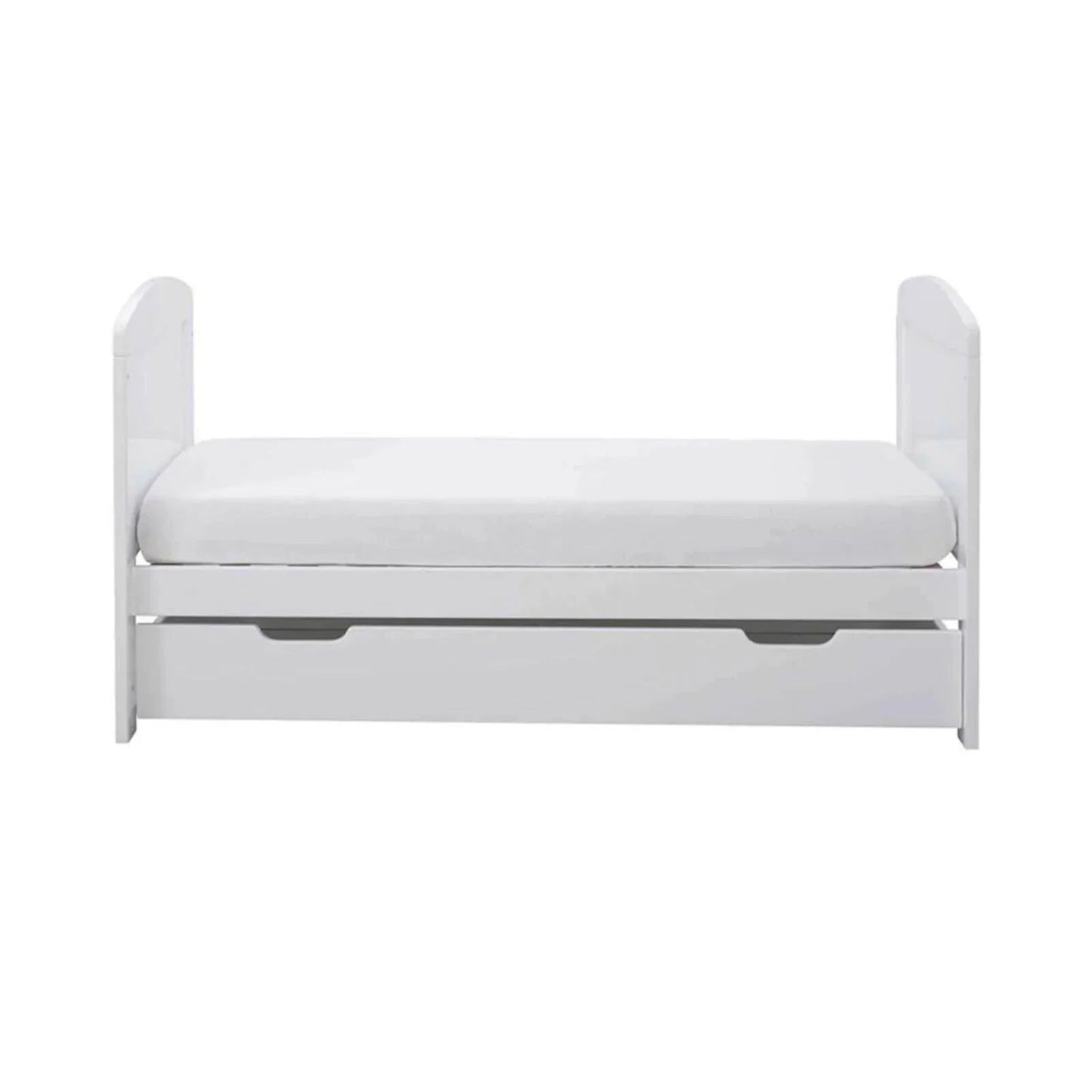 Ickle Bubba Coleby Mini Cot Bed & Under Drawer White - Premium Sprung Mattress - mezetto ebebek ebebek