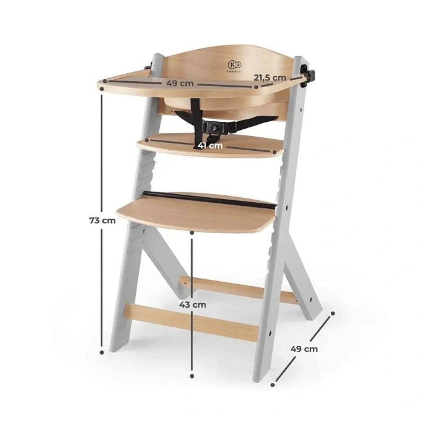Kinderkraft Enock Wooden Highchair - Wooden Grey - mezetto ebebek ebebek