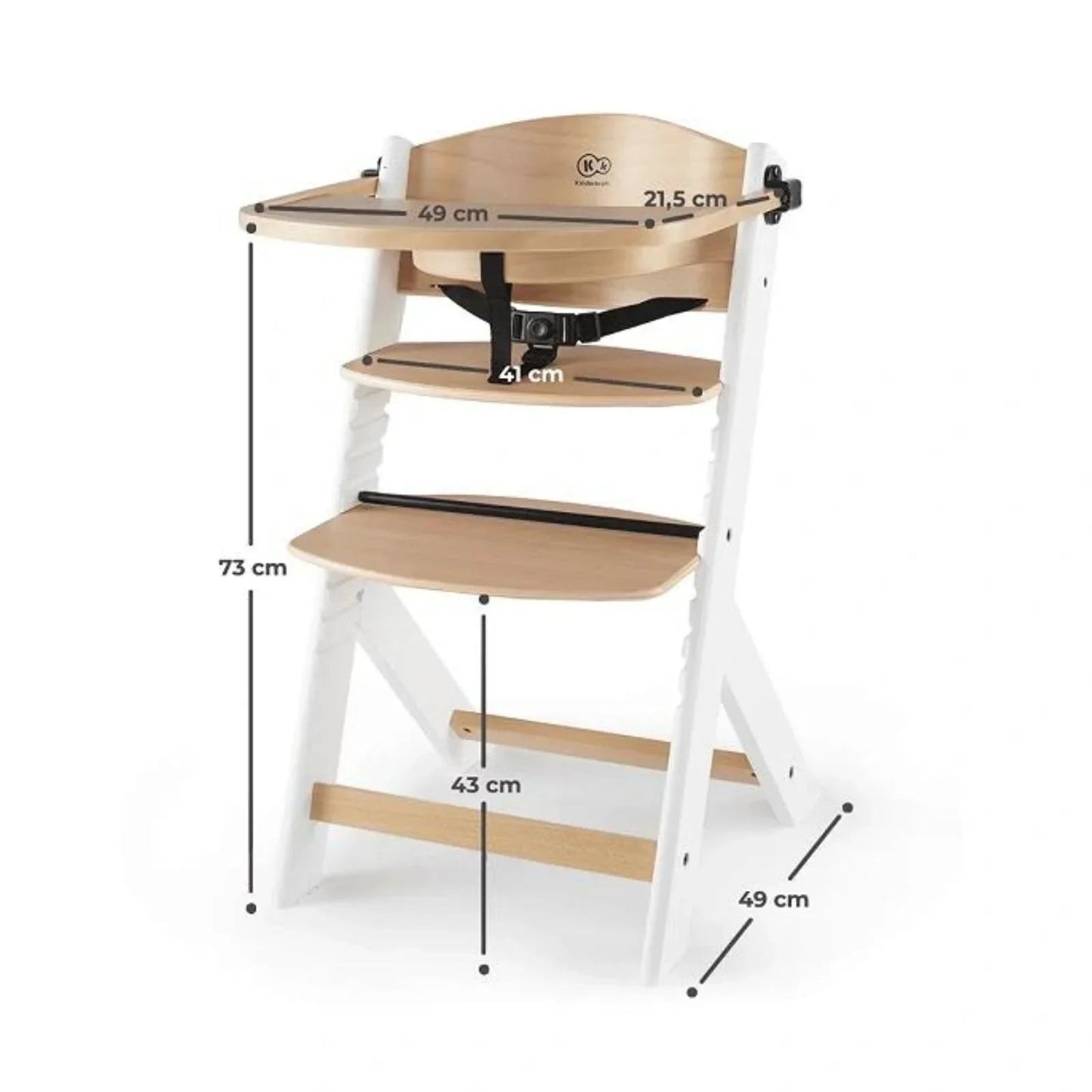 Kinderkraft Enock Wooden Highchair - Wooden White - mezetto ebebek ebebek