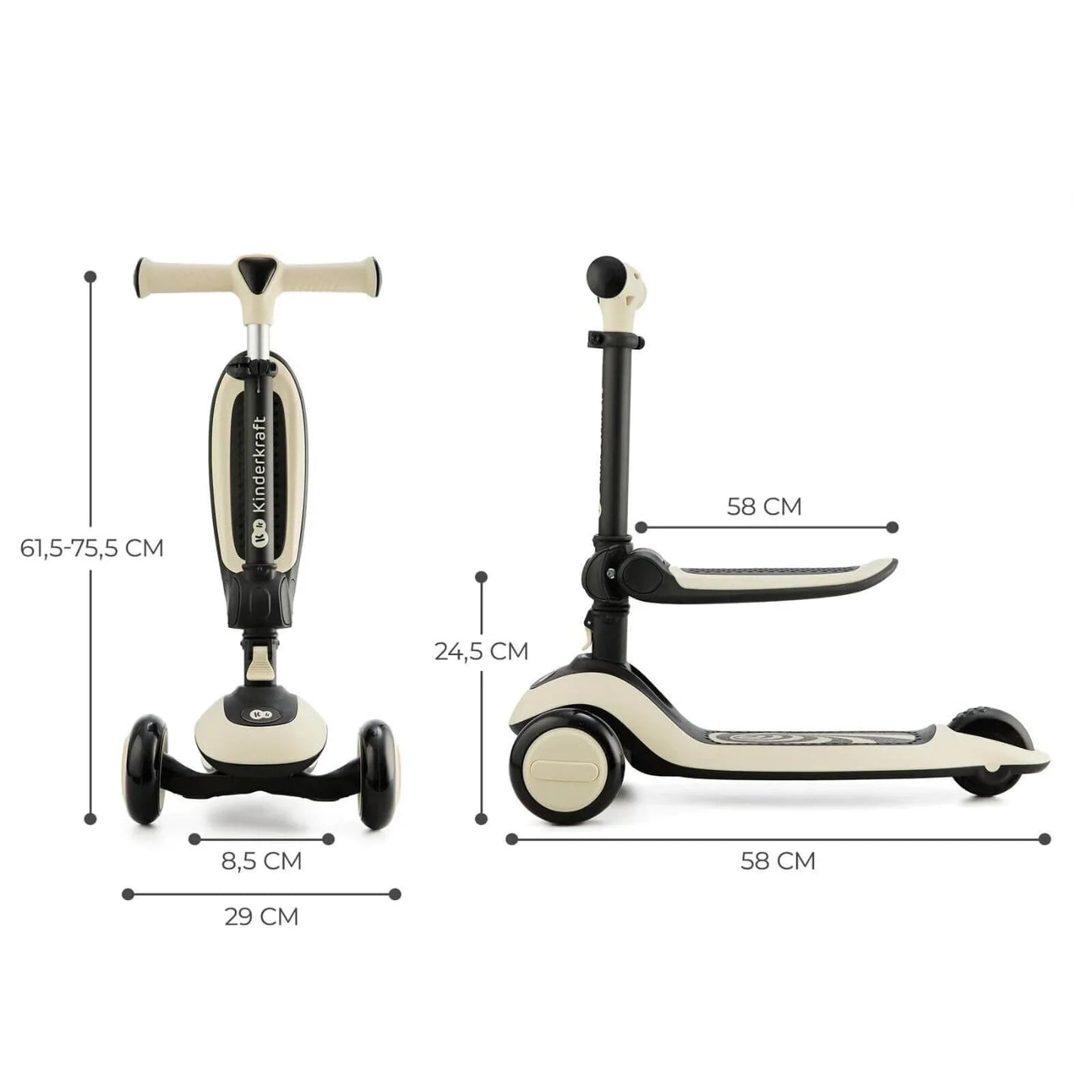 Kinderkraft Halley 2 - in - 1 Scooter - White - mezetto ebebek ebebek