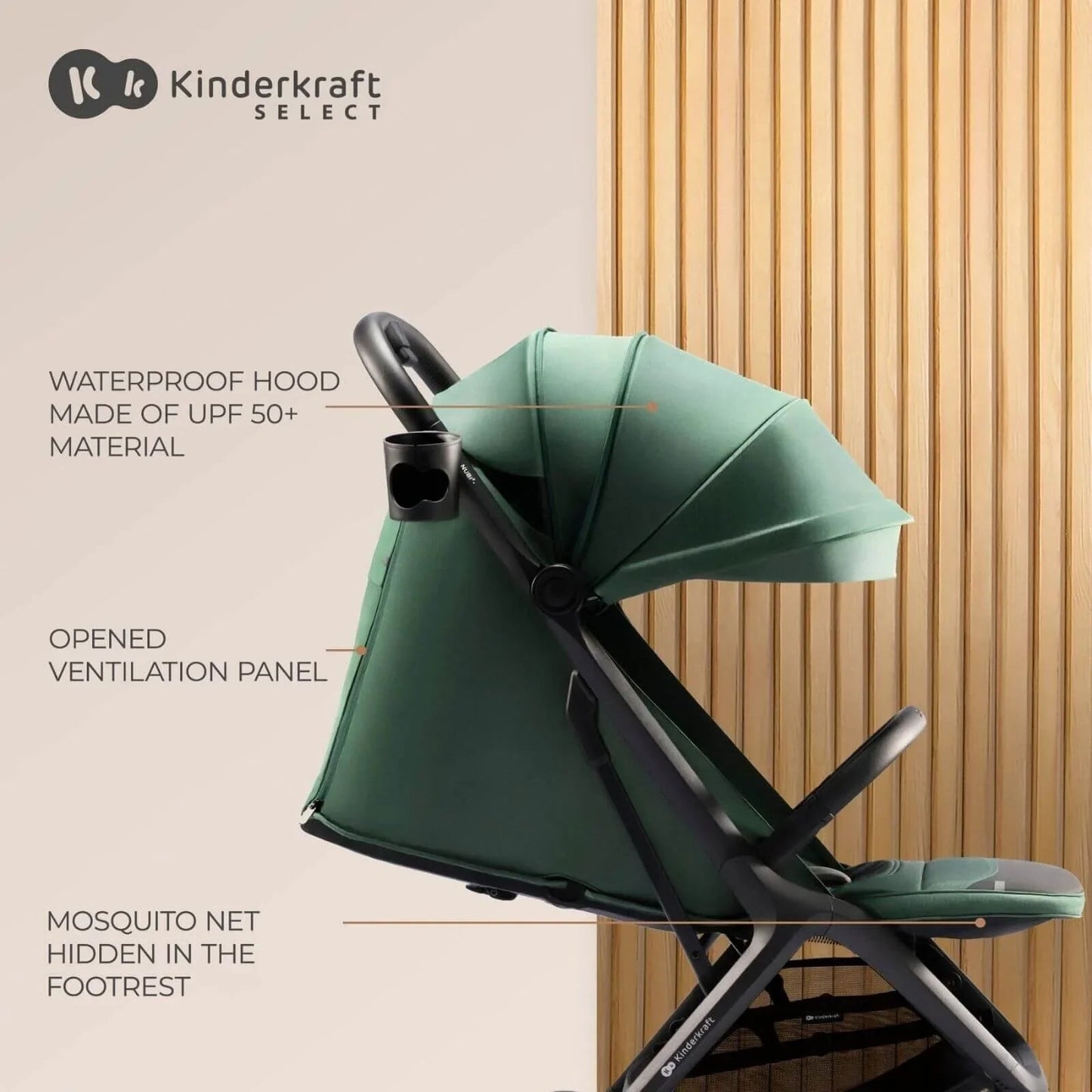 Kinderkraft Nubi 2 Auto - Folding Pushchair - Mystic Green - mezetto ebebek ebebek