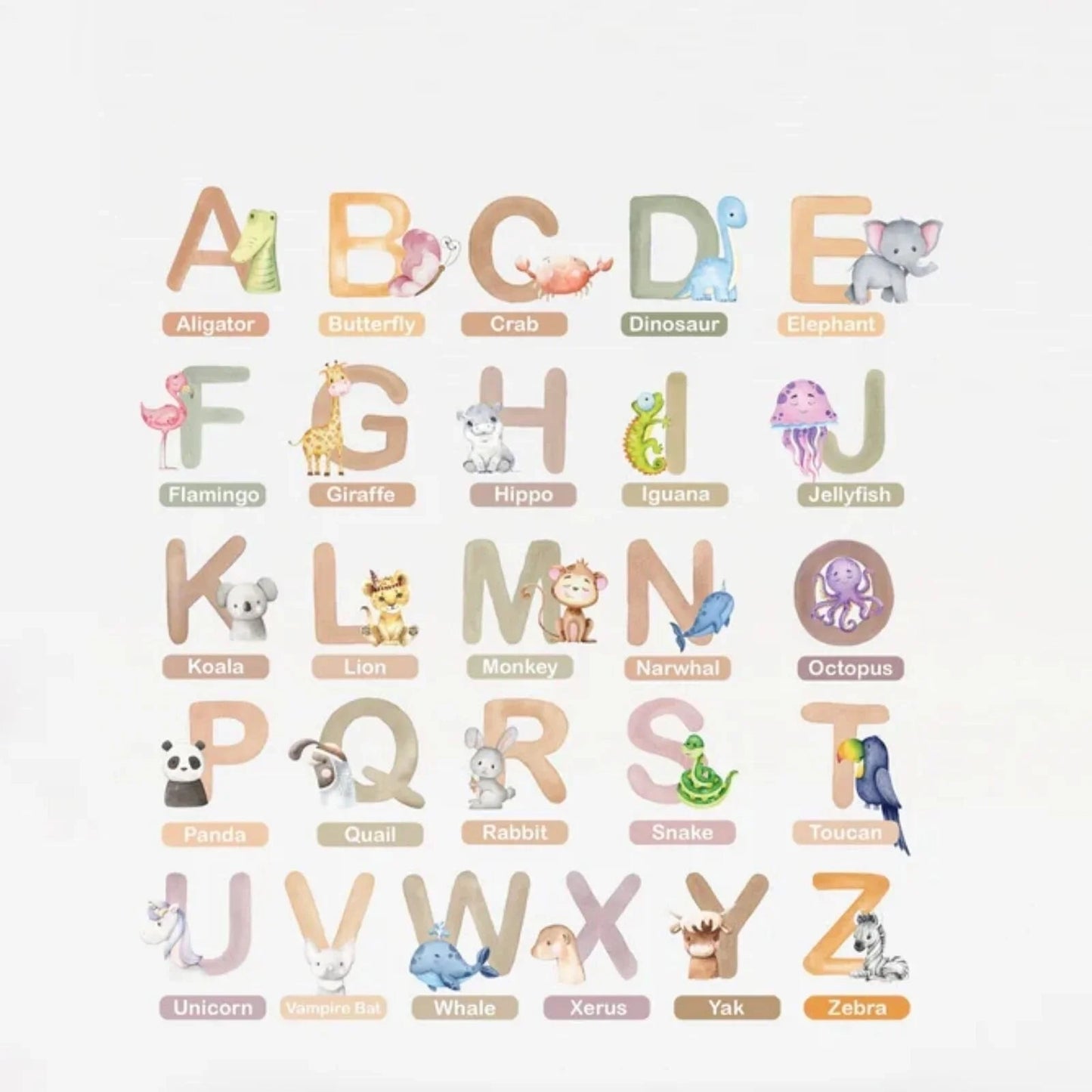 Live Vida Alphabet Wall Stickers with Animal Figures 26 pcs - mezetto ebebek ebebek