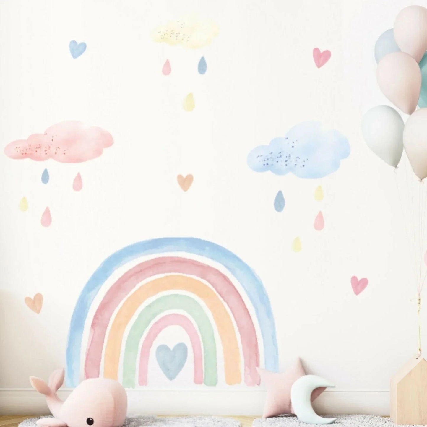 Live Vida Rainbow & Raindrops Wall Stickers - mezetto ebebek ebebek