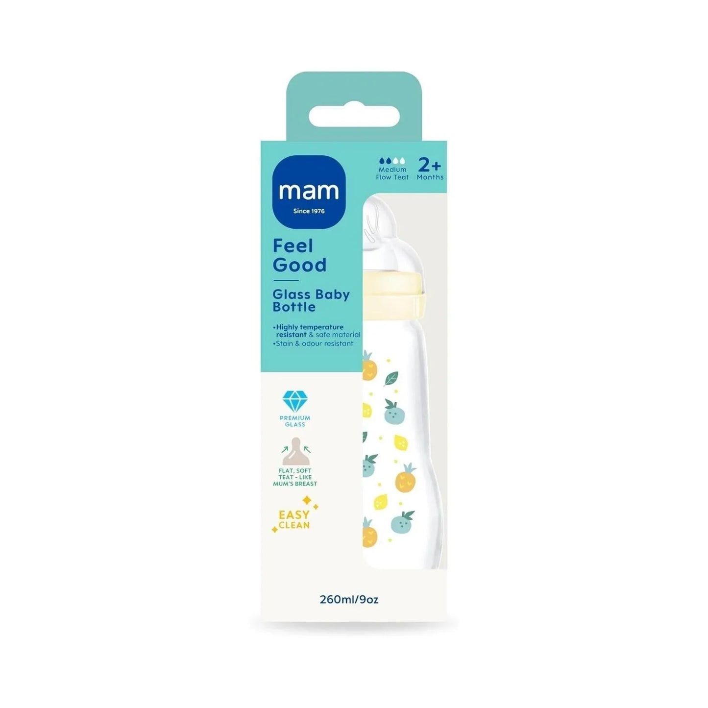 MAM Feel Good Glass Bottle 260ml - mezetto ebebek ebebek