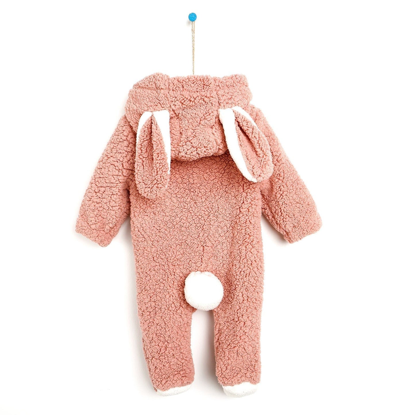 Midimod Newborn Rabbit Ear Welsoft Footed Jumpsuit - Light Rose - mezetto ebebek ebebek