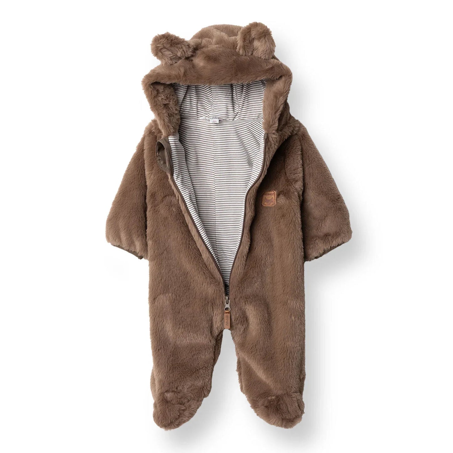 Midimod Newborn Welsoft Footed Jumpsuit - Brown - mezetto ebebek ebebek