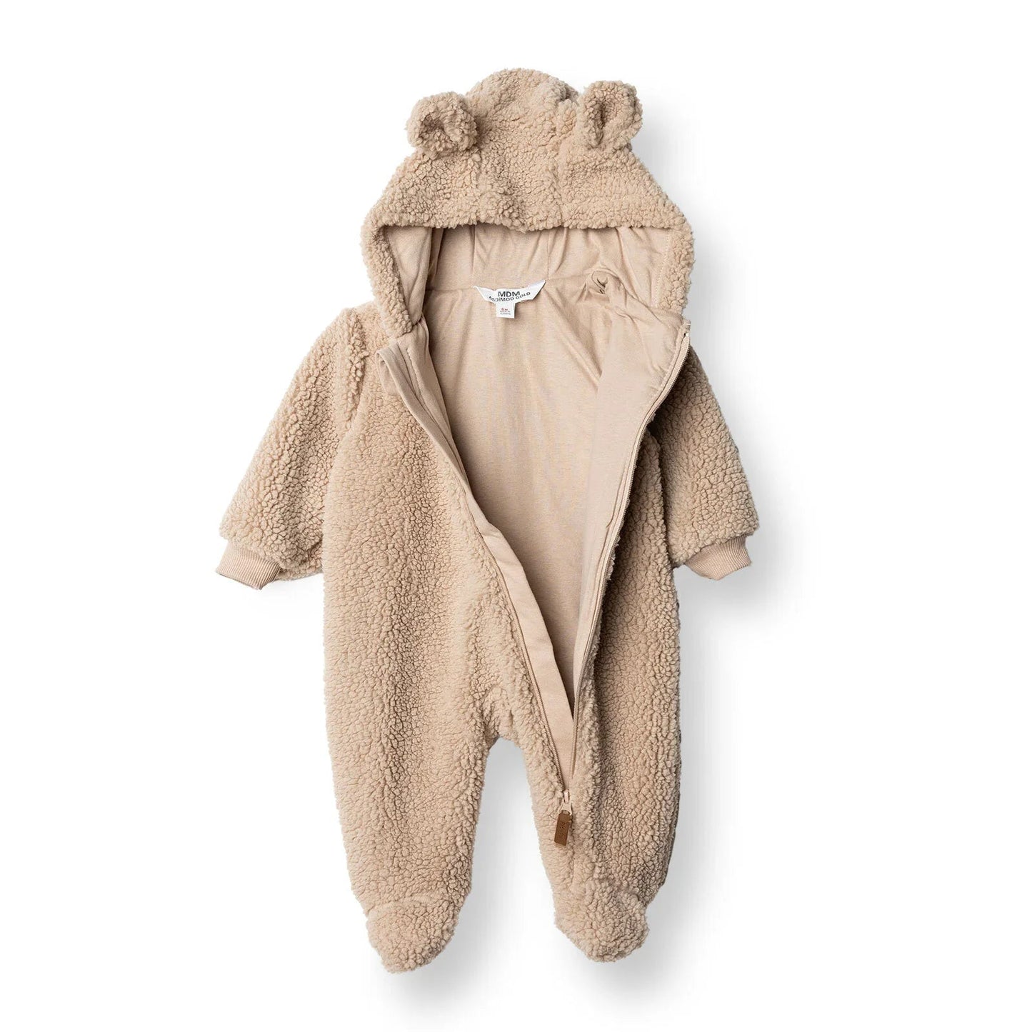 Midimod Newborn Welsoft Footed Jumpsuit - Light Brown - mezetto ebebek ebebek
