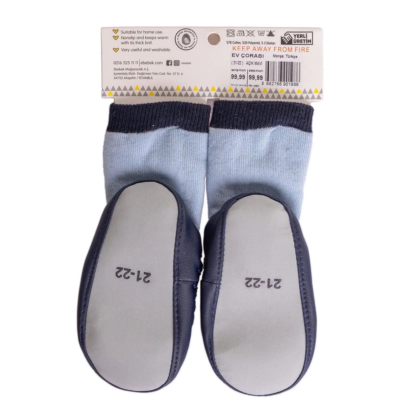 Minissa Baby Boy Pack of 3 Socks - Light Blue - mezetto ebebek ebebek