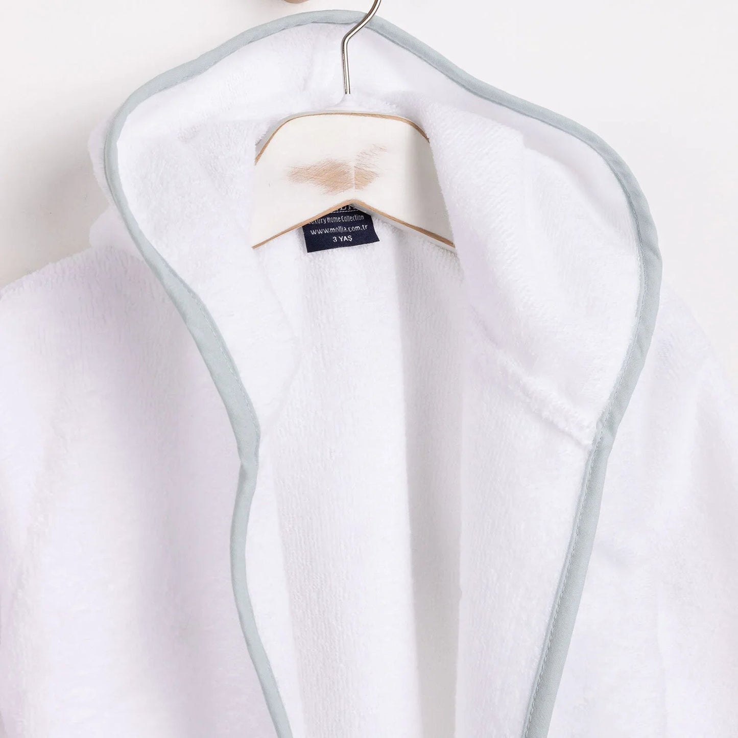 Mollia Boy Baby Bathrobe - White - mezetto ebebek ebebek