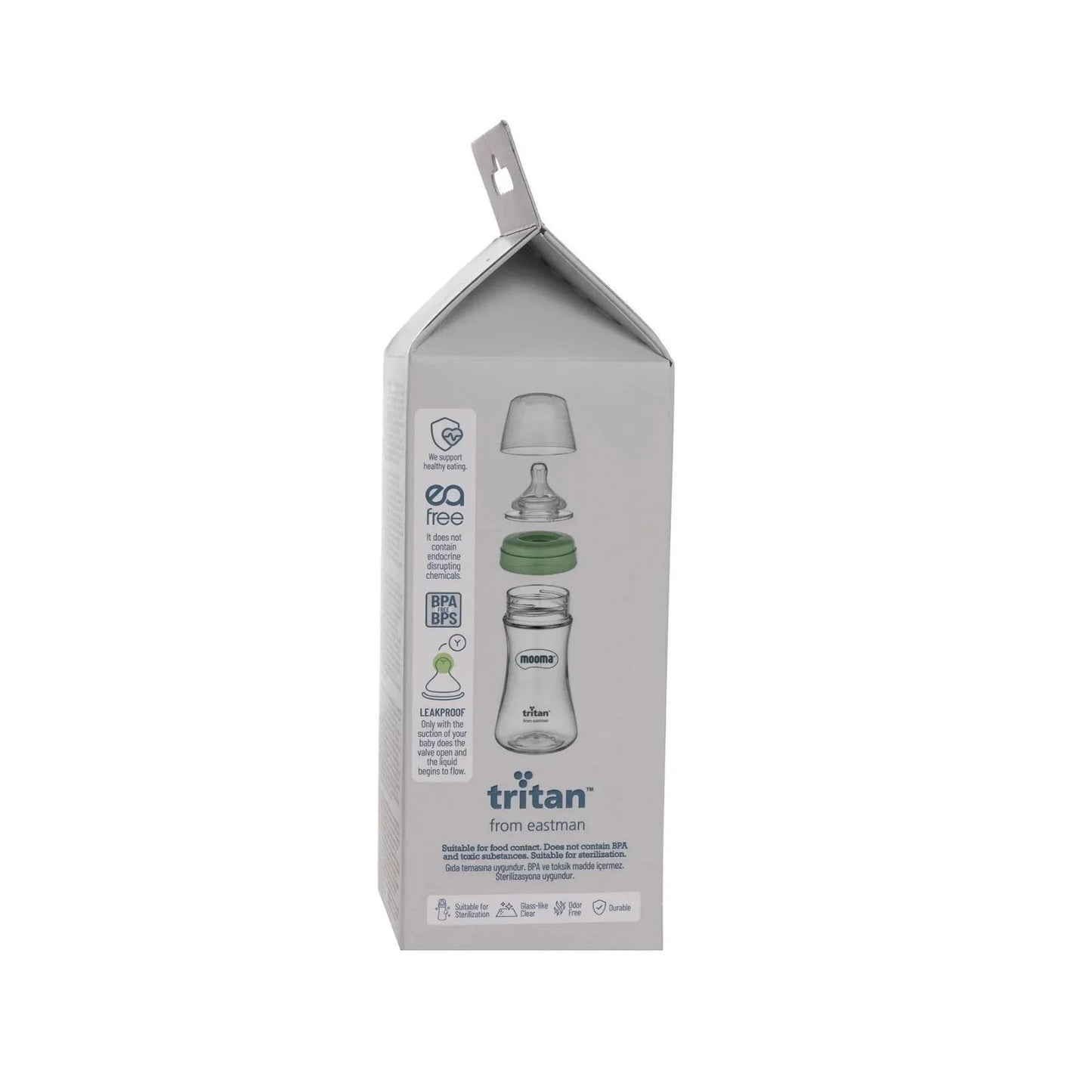 Mooma Neutra Tritan Bottle Fast Flow 18+ months 250ml - Sage Green - mezetto ebebek ebebek
