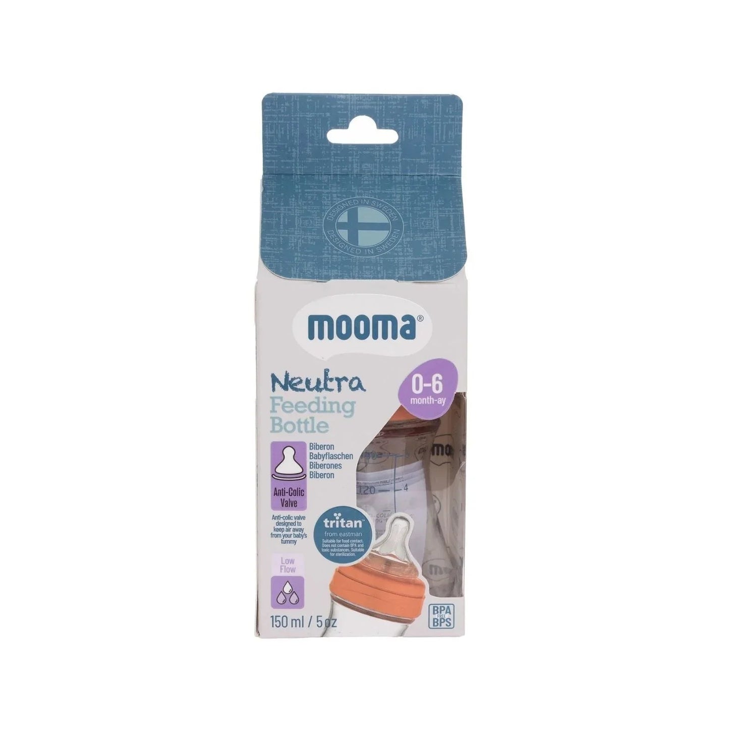 Mooma Neutra Tritan Bottle Slow Flow 0 - 6 months 150ml - Coral Pink - mezetto ebebek ebebek