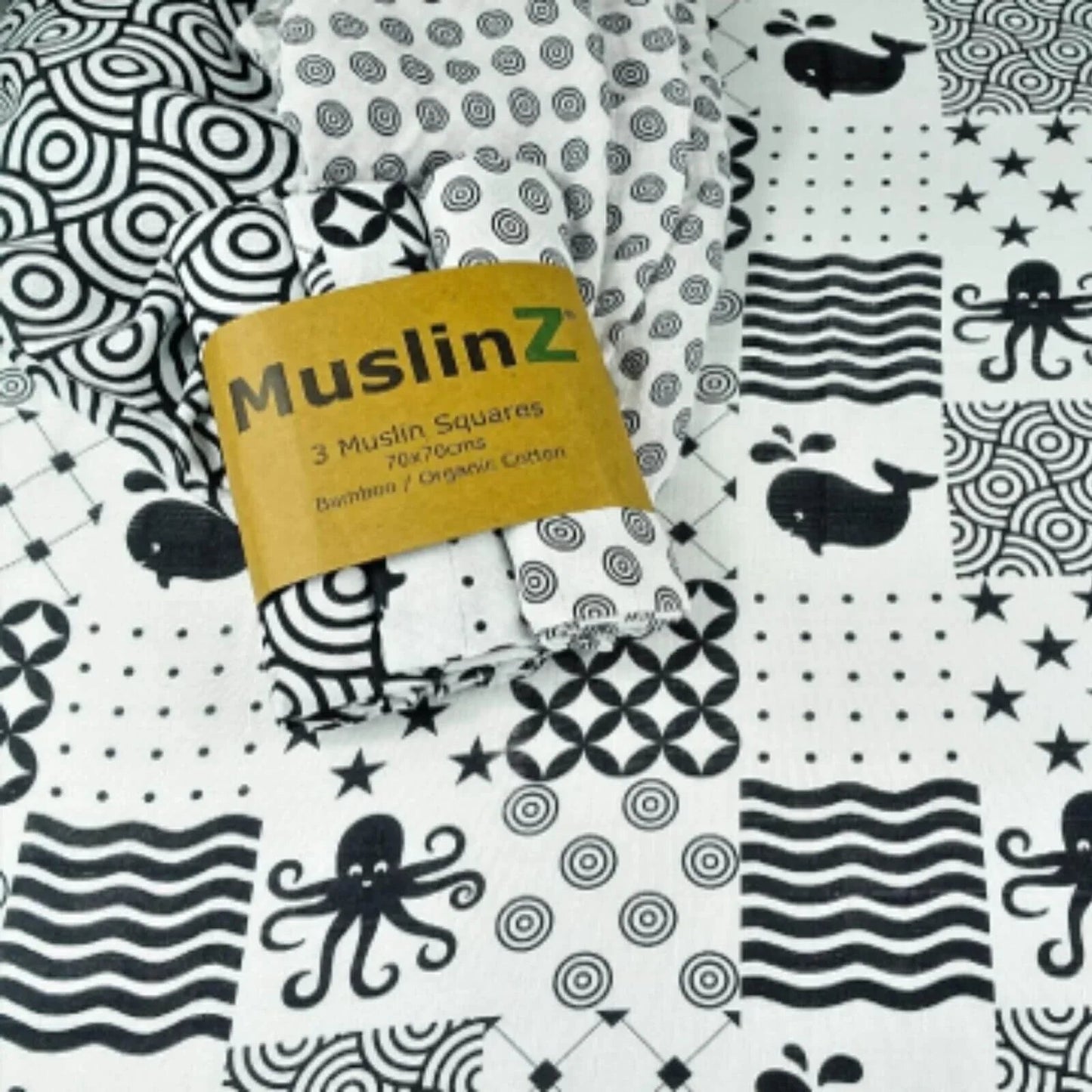 MuslinZ 3 Pack Bamboo/Organic Cotton Muslin Squares 70x70cm - Sensory - mezetto ebebek ebebek